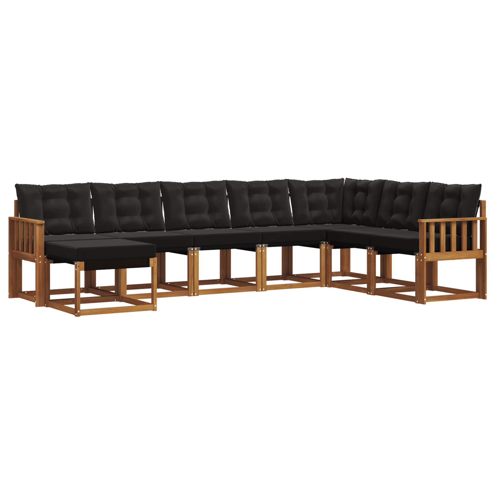 Buiten bankenset met kussen 8 pcs Natuurlijk en Zwart is nu te koop bij PeponiXL, paradijselijk wonen!