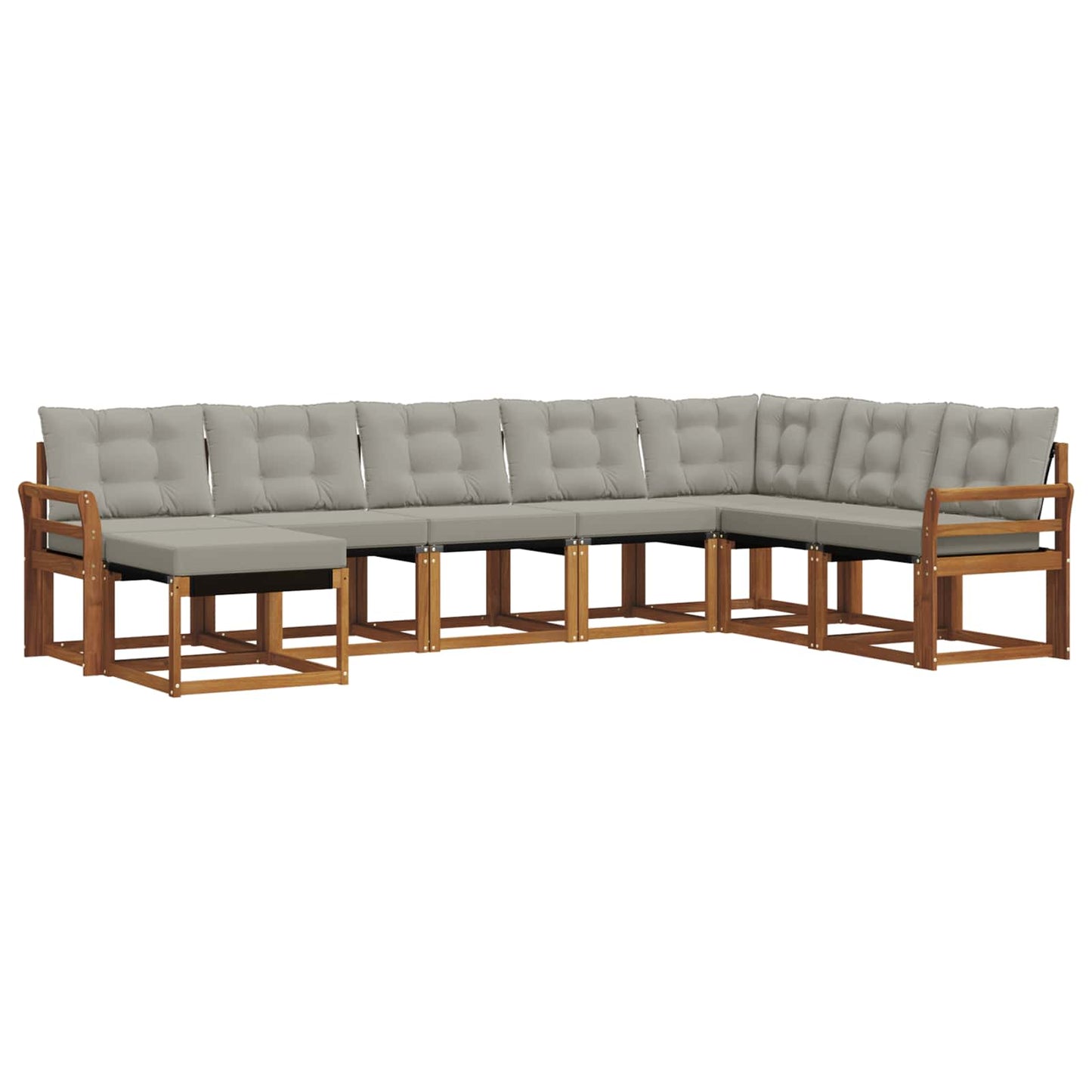 Buiten bankenset met kussen 8 pcs Natuurlijk en Lichtgrijs is nu te koop bij PeponiXL, paradijselijk wonen!
