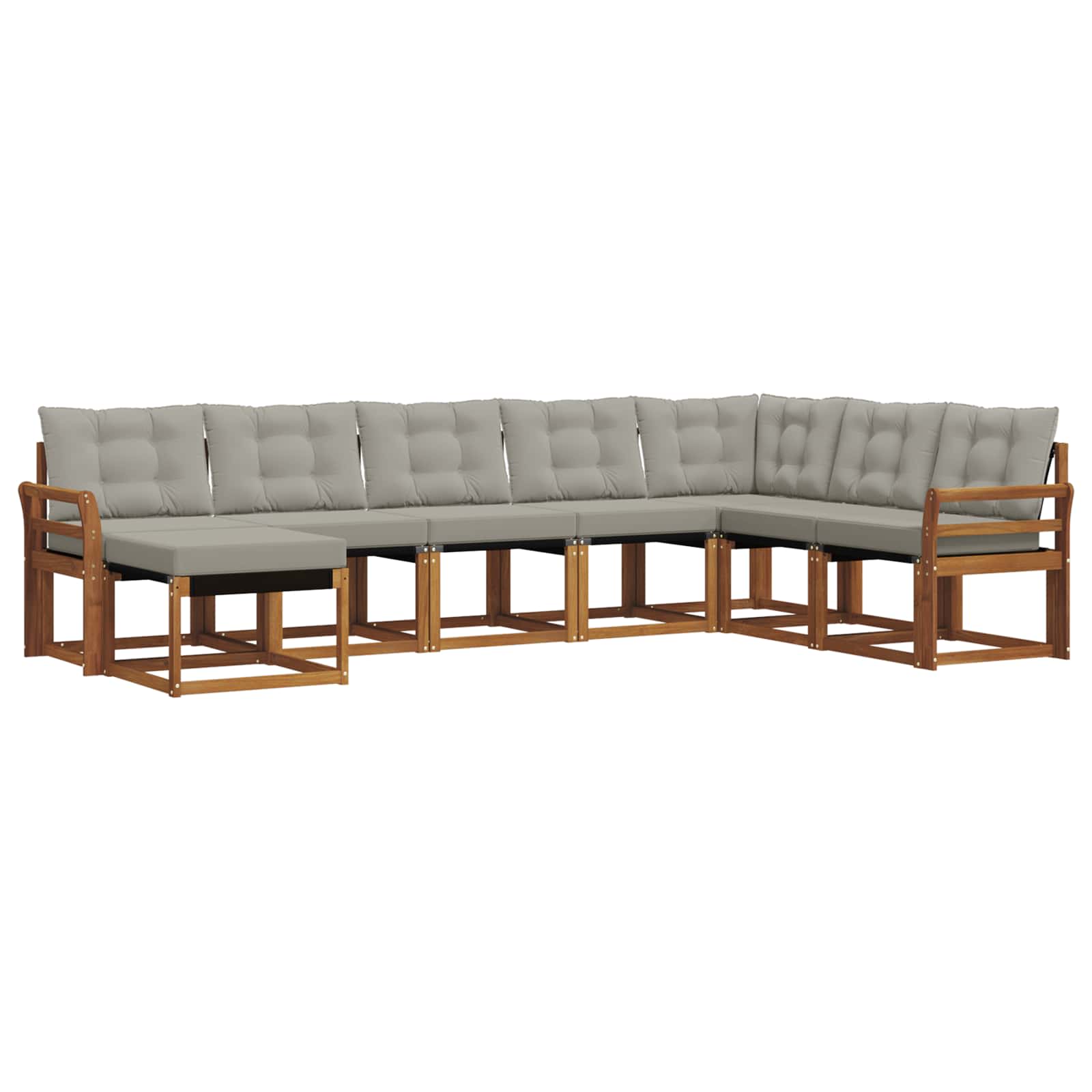 Buiten bankenset met kussen 8 pcs Natuurlijk en Lichtgrijs is nu te koop bij PeponiXL, paradijselijk wonen!