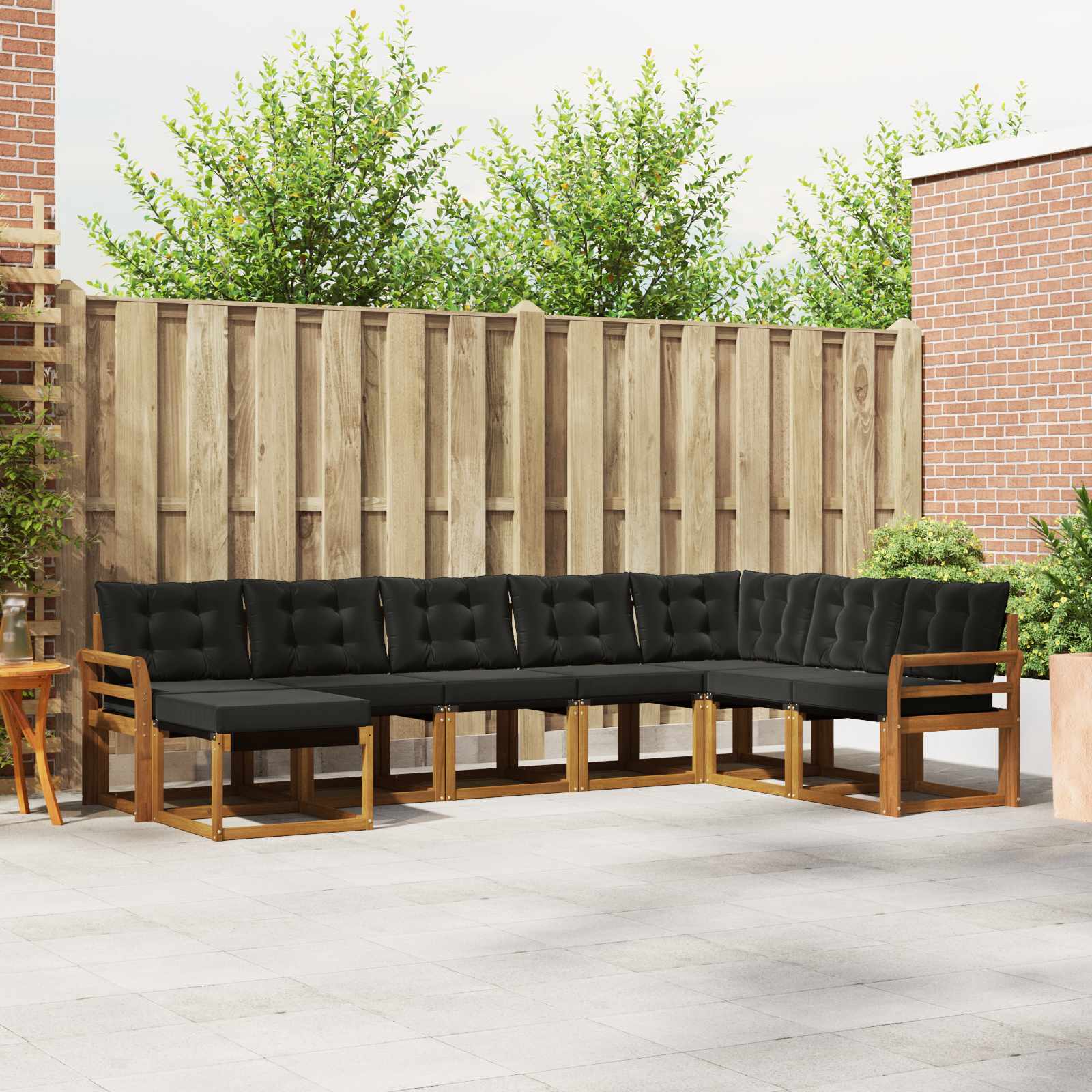 Buiten bankenset met kussen 8 pcs Natuurlijk en Zwart is nu te koop bij PeponiXL, paradijselijk wonen!