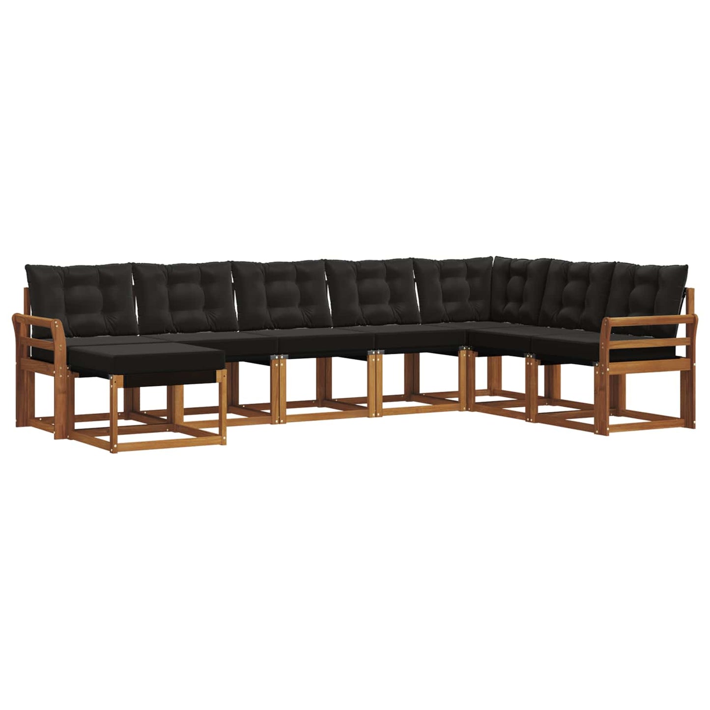 Buiten bankenset met kussen 8 pcs Natuurlijk en Zwart is nu te koop bij PeponiXL, paradijselijk wonen!
