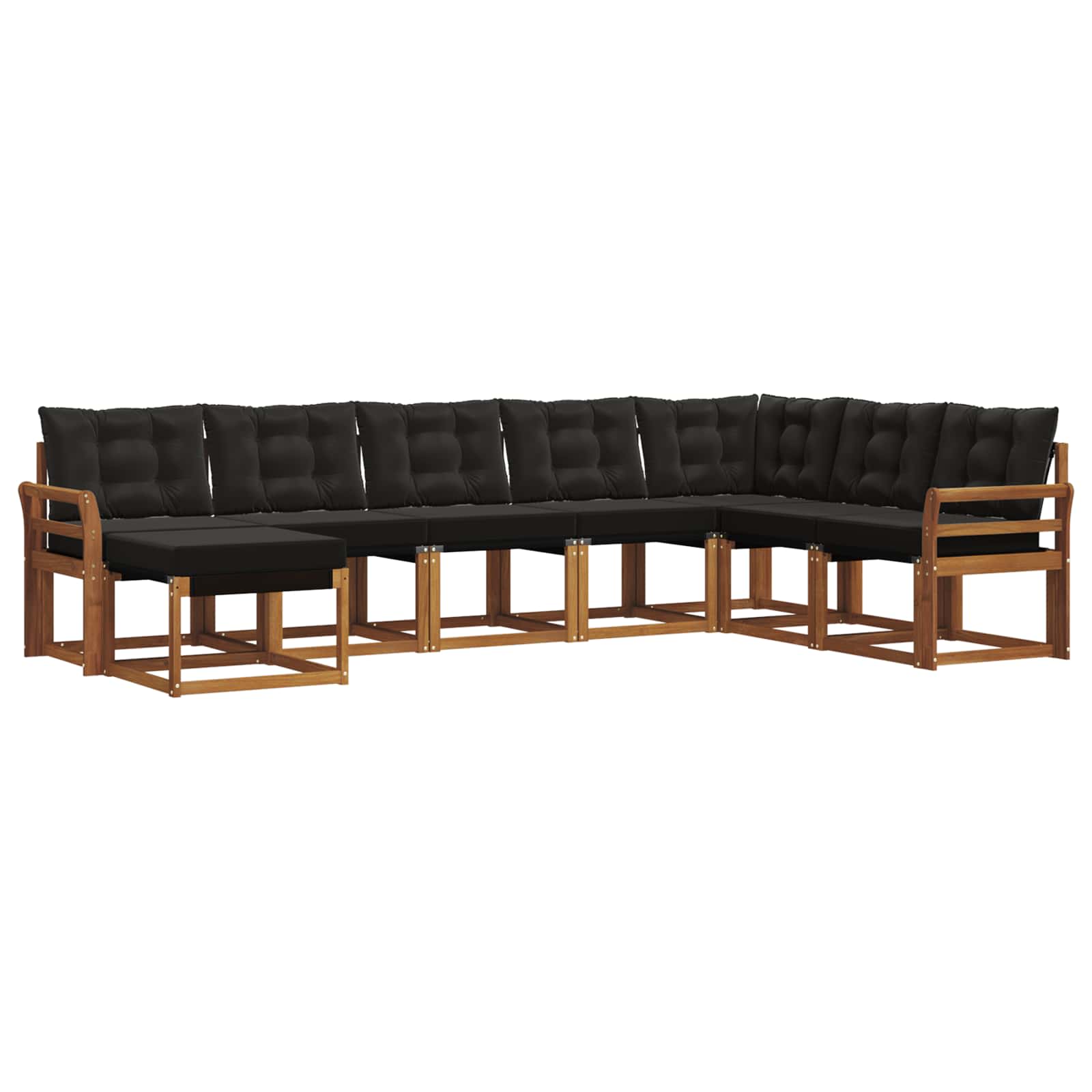 Buiten bankenset met kussen 8 pcs Natuurlijk en Zwart is nu te koop bij PeponiXL, paradijselijk wonen!