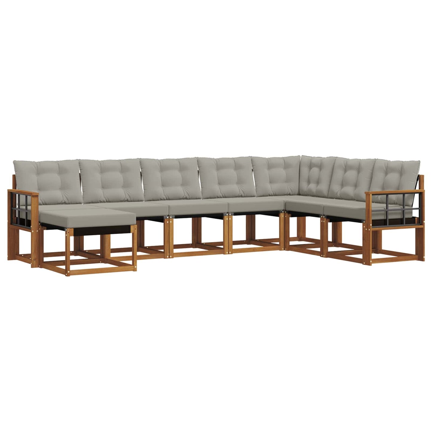 Buiten bankenset met kussen 8 pcs Natuurlijk en Lichtgrijs is nu te koop bij PeponiXL, paradijselijk wonen!