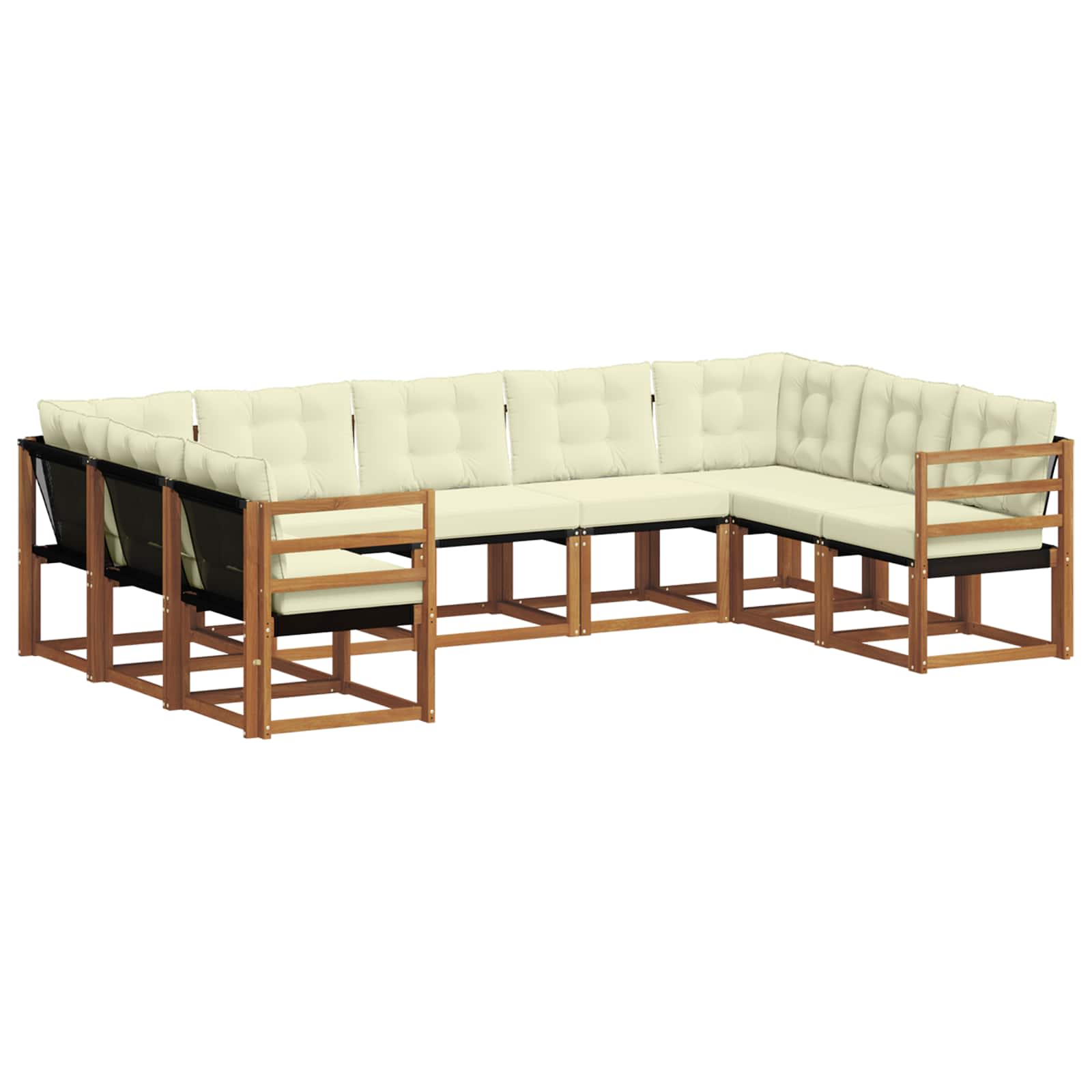 Buiten bankenset met kussen 9 pcs Natuurlijk en Crème is nu te koop bij PeponiXL, paradijselijk wonen!
