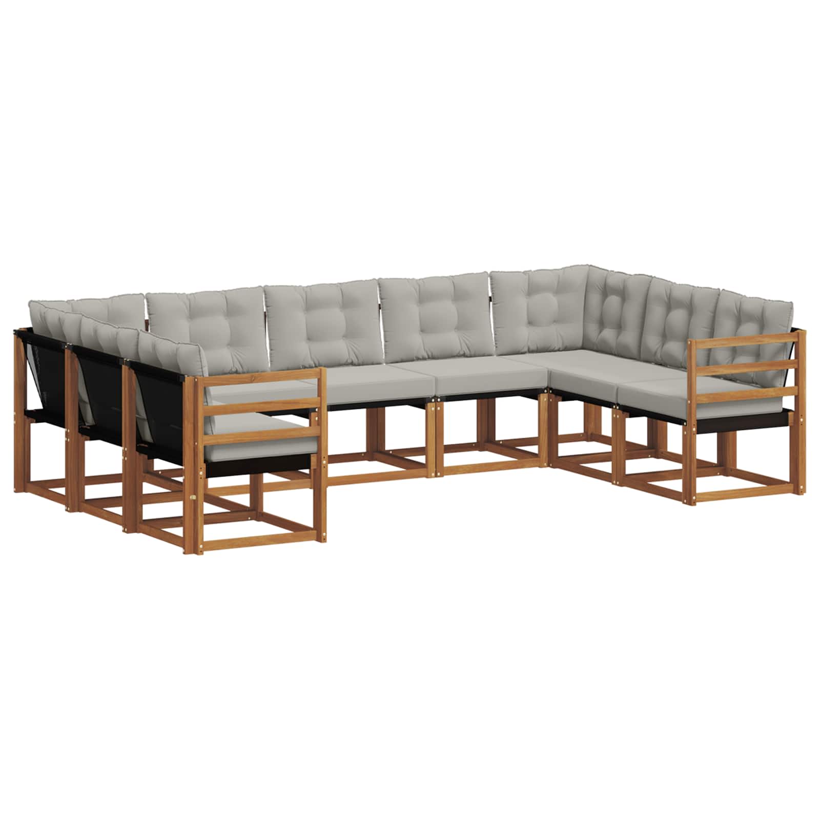 Buiten bankenset met kussen 9 pcs Natuurlijk en Lichtgrijs is nu te koop bij PeponiXL, paradijselijk wonen!