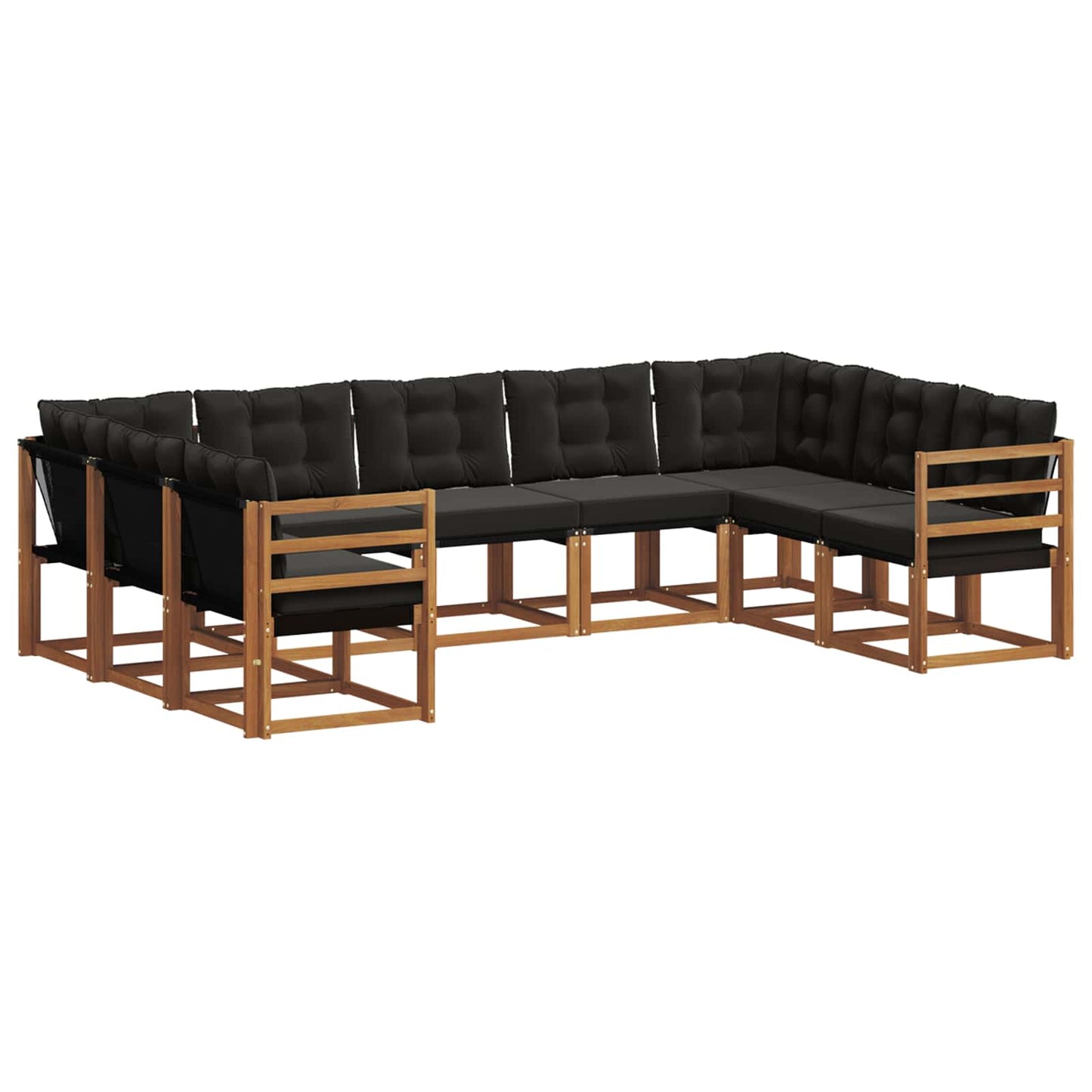 Buiten bankenset met kussen 9 pcs Natuurlijk en Zwart is nu te koop bij PeponiXL, paradijselijk wonen!