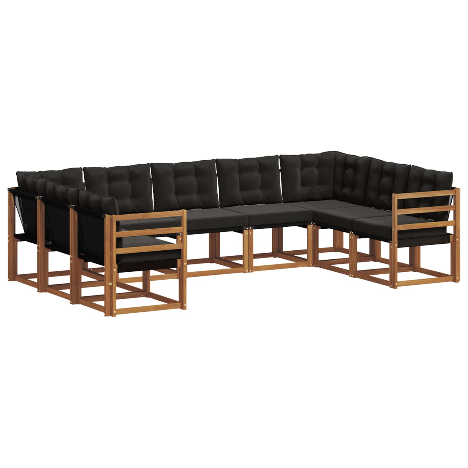 Buiten bankenset met kussen 9 pcs Natuurlijk en Zwart is nu te koop bij PeponiXL, paradijselijk wonen!