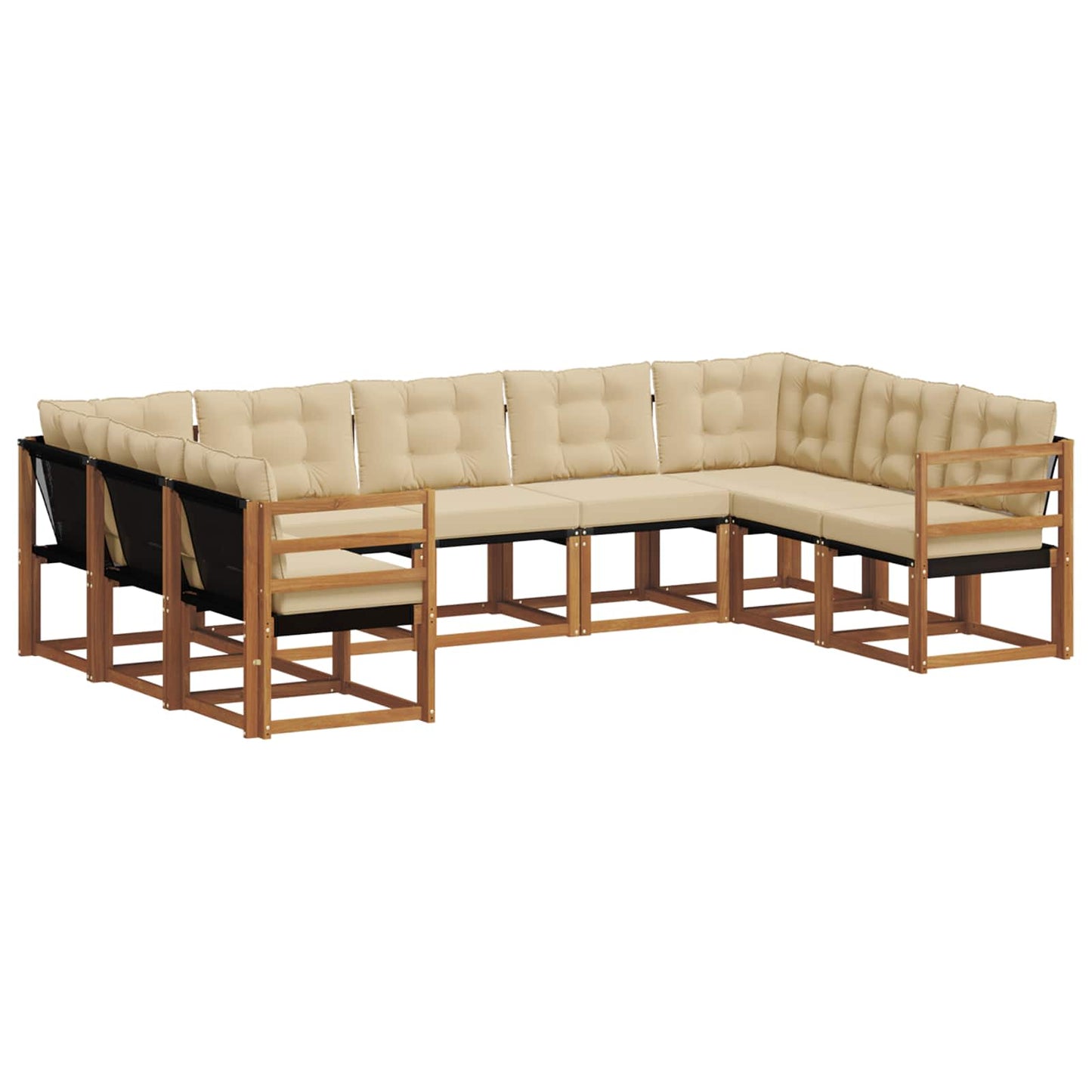 Buiten bankenset 9 pcs Natuurlijk en Beige Massief Acaciahout is nu te koop bij PeponiXL, paradijselijk wonen!