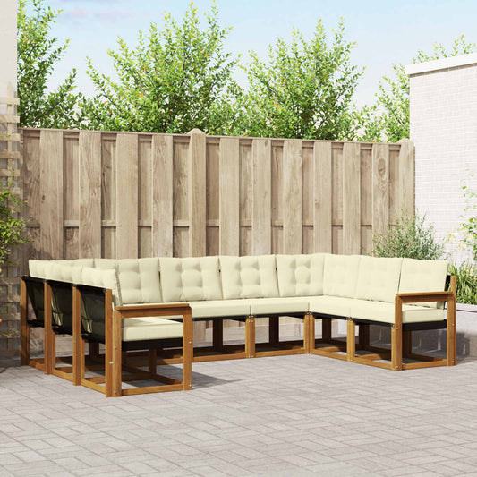 Buiten bankenset 9 pcs Natuurlijk en Crème Massief Acaciahout is nu te koop bij PeponiXL, paradijselijk wonen!