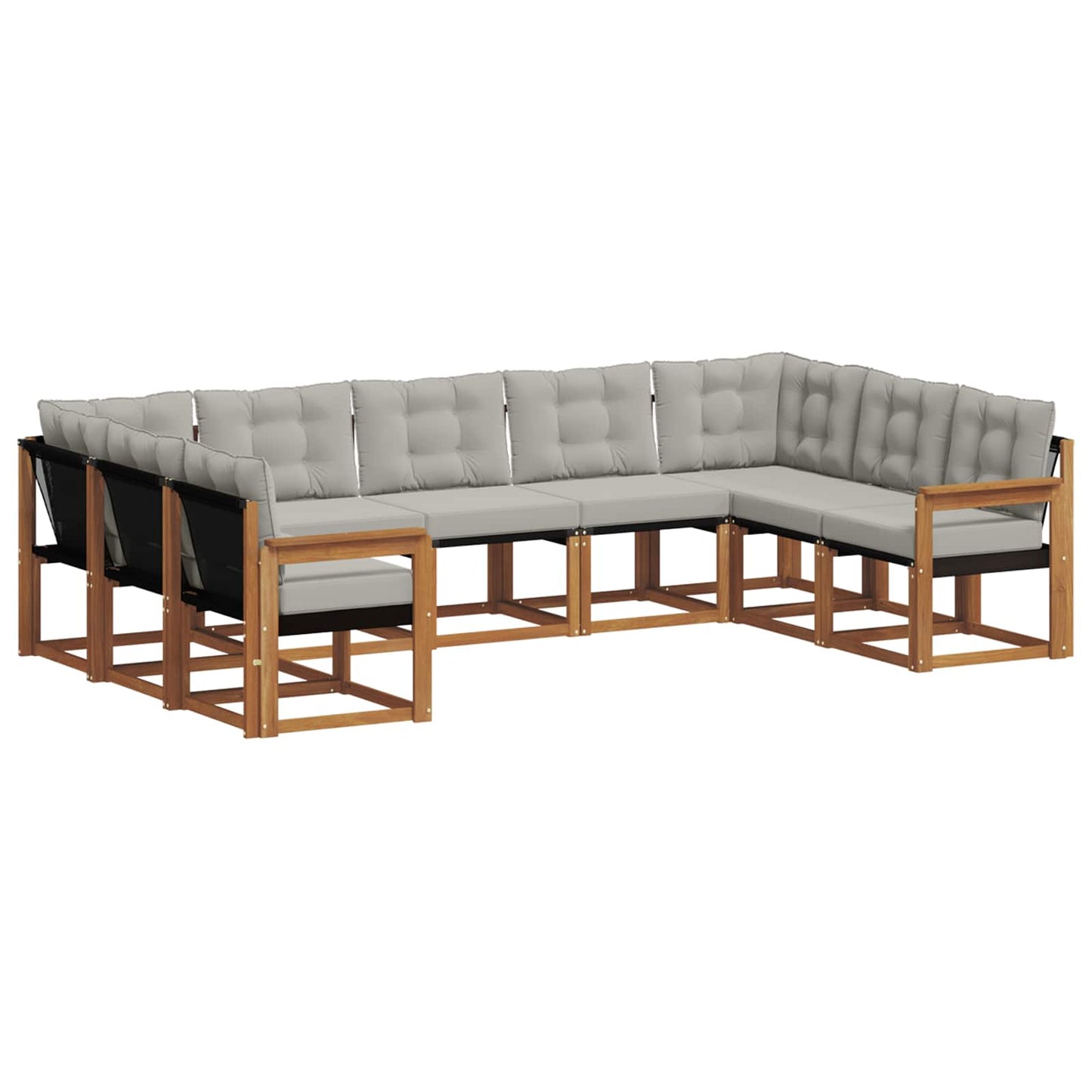 Buiten bankenset met kussen 9 pcs Natuurlijk en Lichtgrijs is nu te koop bij PeponiXL, paradijselijk wonen!