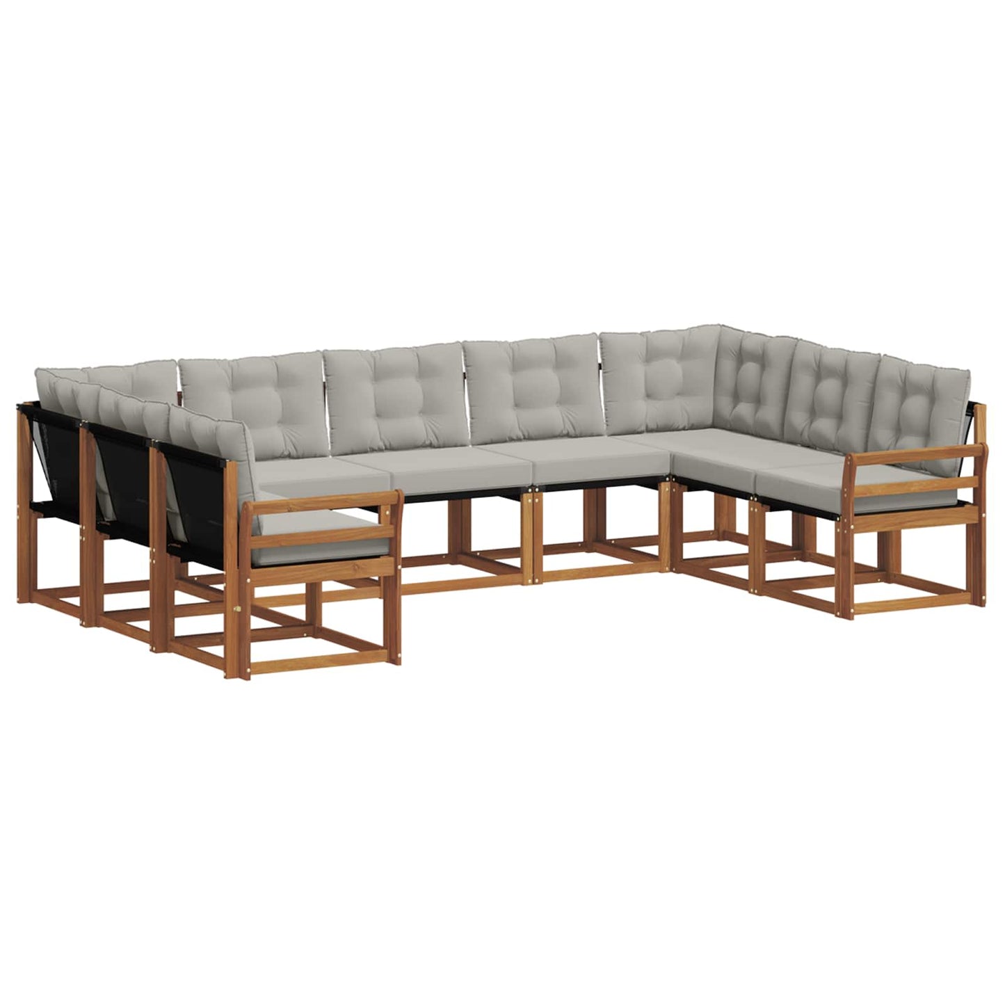 Buiten bankenset met kussen 9 pcs Natuurlijk en Lichtgrijs is nu te koop bij PeponiXL, paradijselijk wonen!