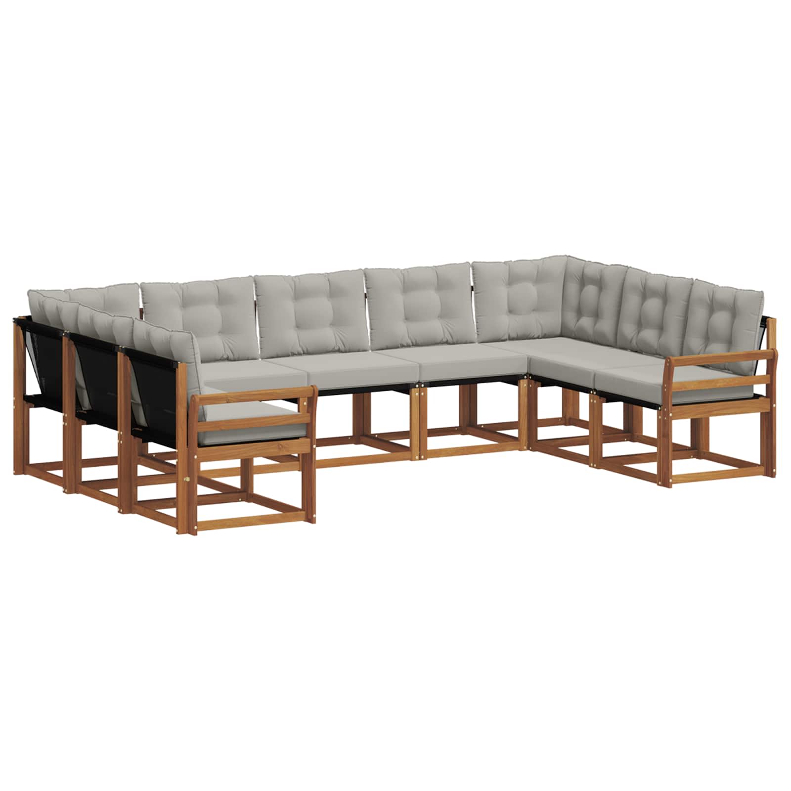 Buiten bankenset met kussen 9 pcs Natuurlijk en Lichtgrijs is nu te koop bij PeponiXL, paradijselijk wonen!