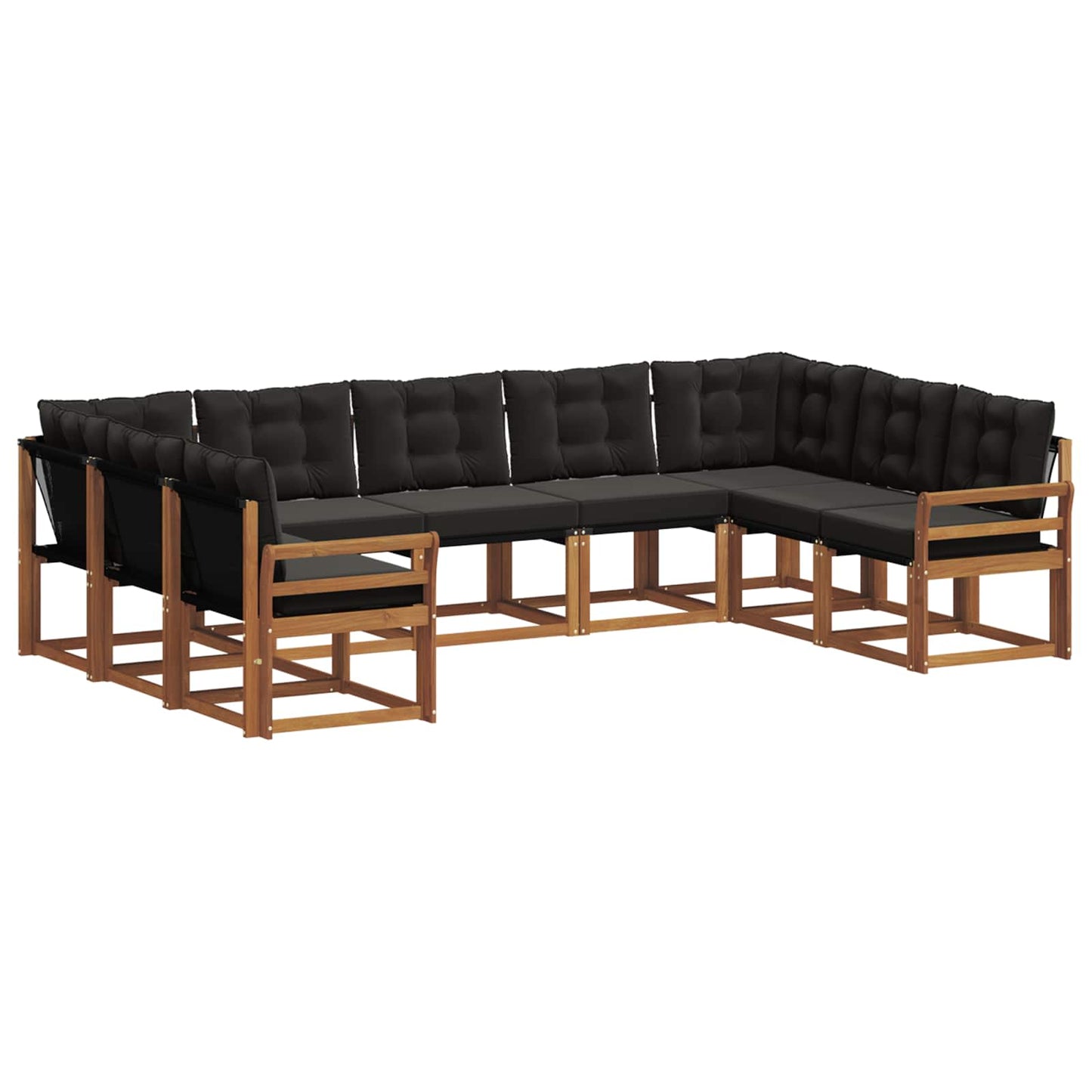 Buiten bankenset 9 pcs Natuurlijk en Zwart Massief Acaciahout is nu te koop bij PeponiXL, paradijselijk wonen!