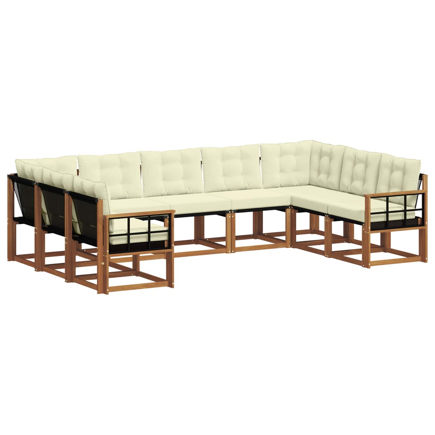 Buiten bankenset met kussen 9 pcs Natuurlijk en Crème is nu te koop bij PeponiXL, paradijselijk wonen!