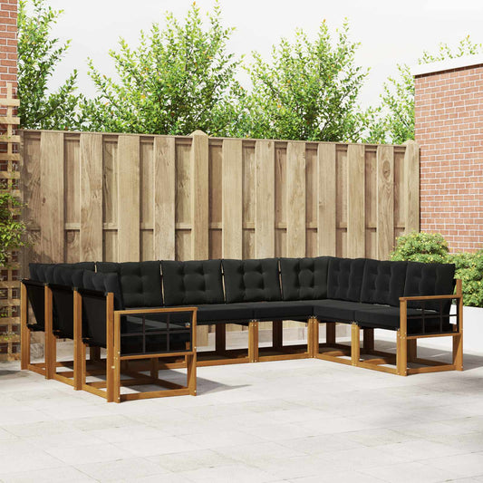 Buiten bankenset met kussen 9 pcs Natuurlijk en Zwart is nu te koop bij PeponiXL, paradijselijk wonen!