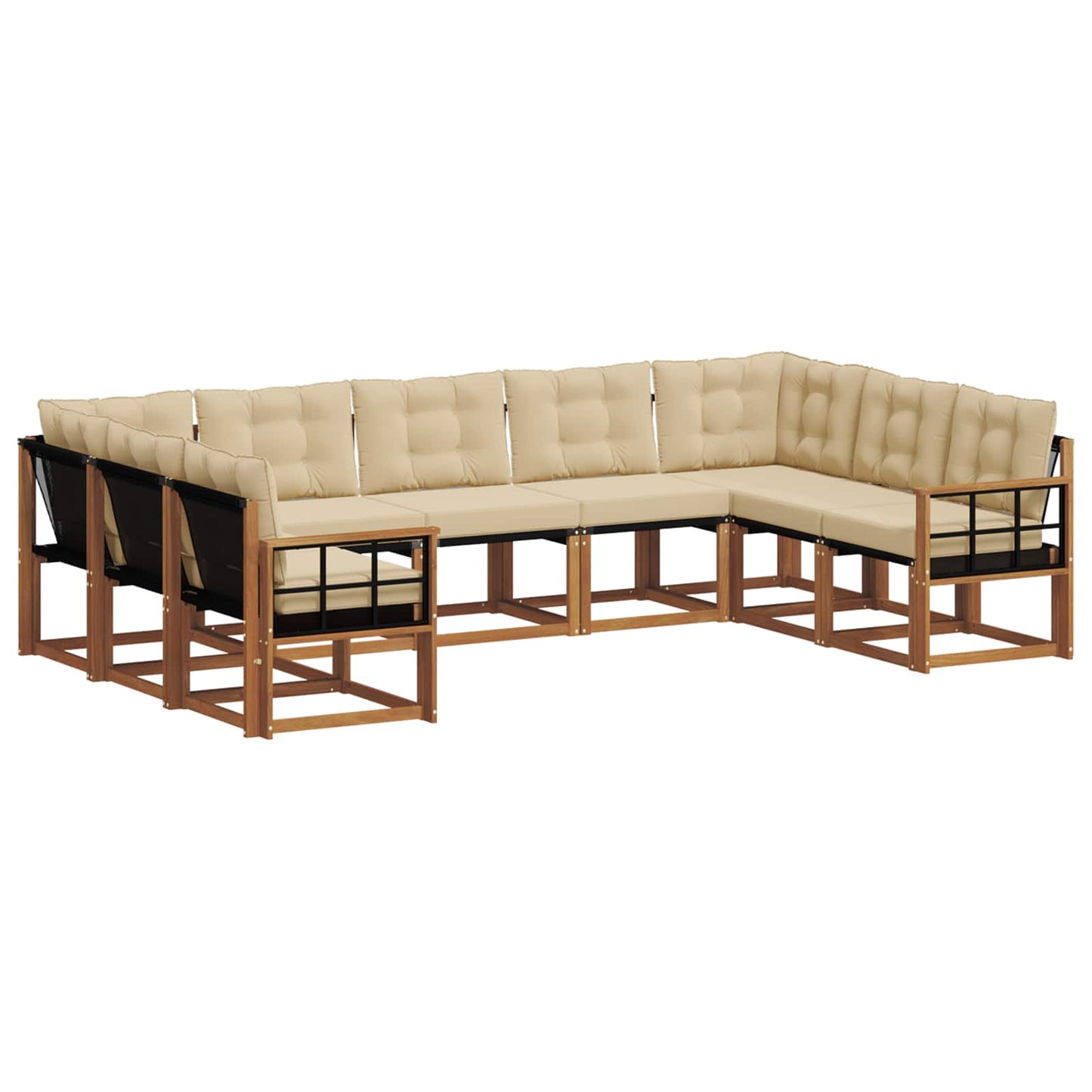 Buiten bankenset met kussen 9 pcs Natuurlijk en Beige is nu te koop bij PeponiXL, paradijselijk wonen!