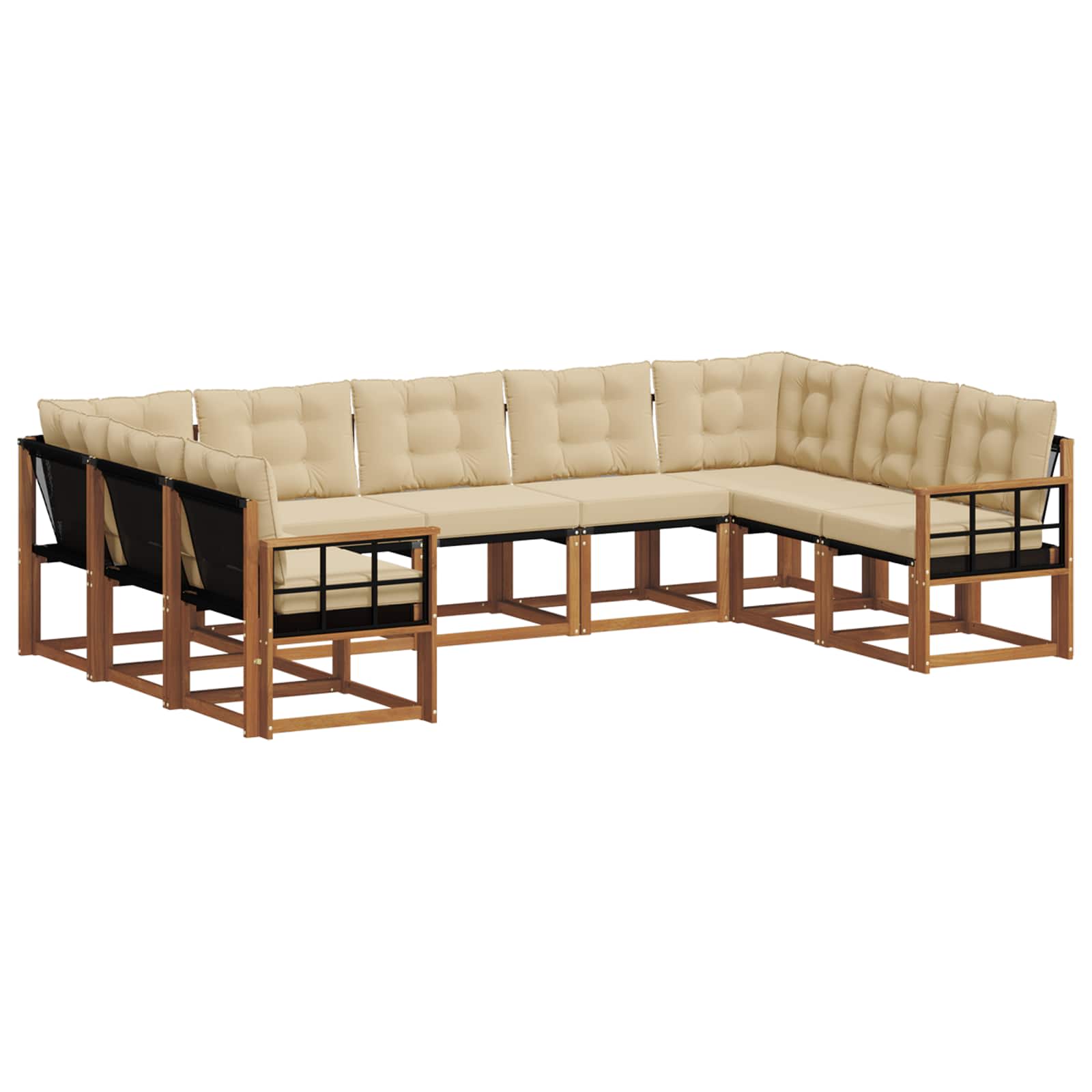 Buiten bankenset met kussen 9 pcs Natuurlijk en Beige is nu te koop bij PeponiXL, paradijselijk wonen!