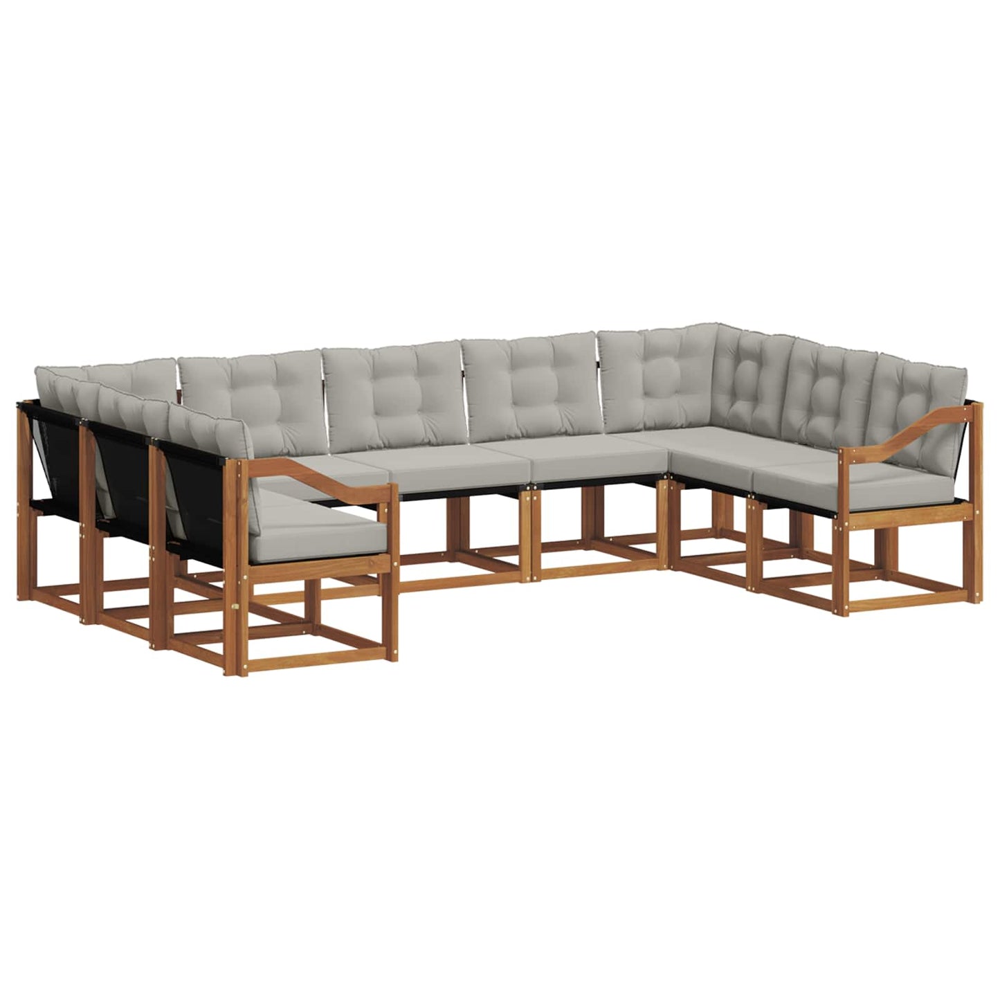 Buiten bankenset met kussen 9 pcs Natuurlijk en Lichtgrijs is nu te koop bij PeponiXL, paradijselijk wonen!