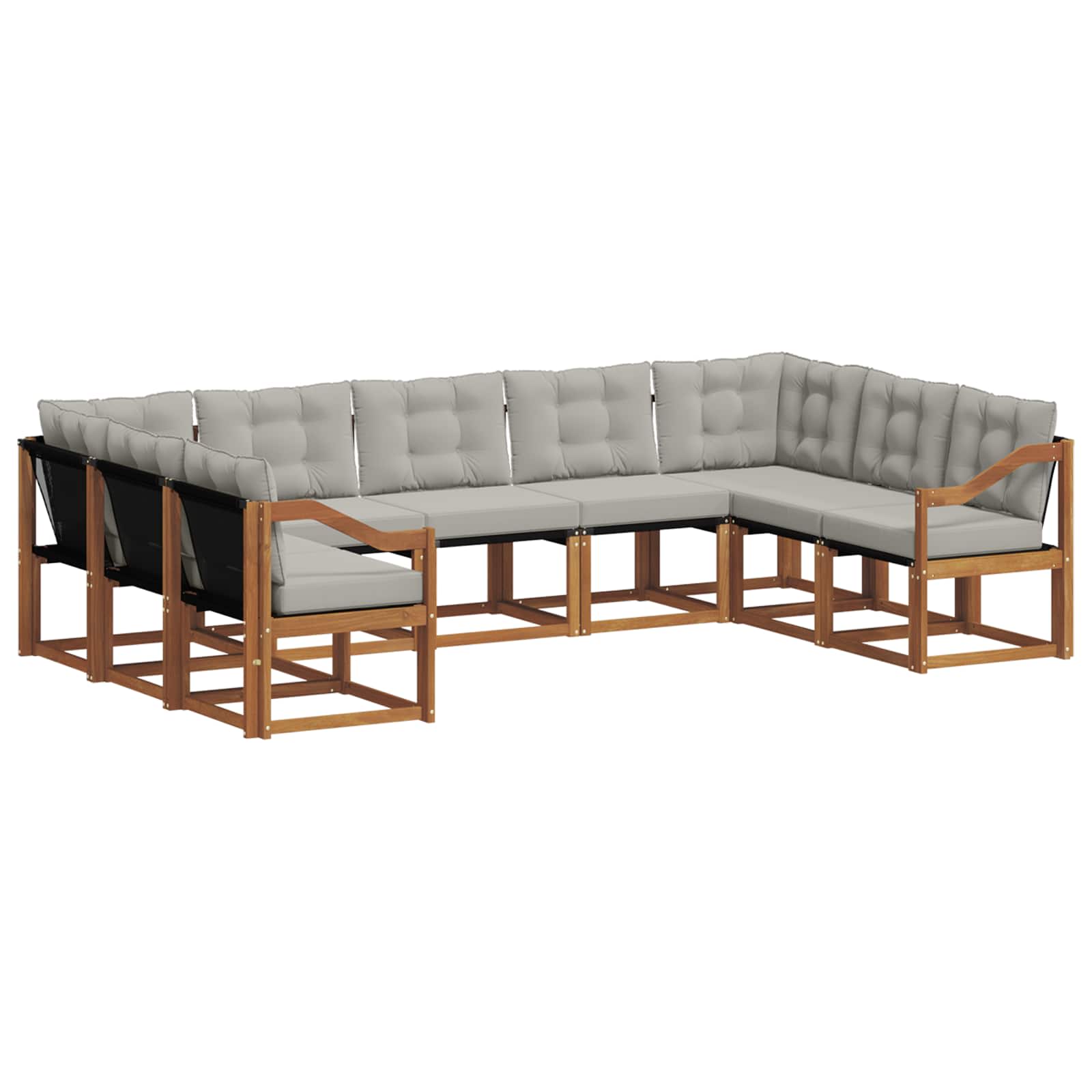 Buiten bankenset met kussen 9 pcs Natuurlijk en Lichtgrijs is nu te koop bij PeponiXL, paradijselijk wonen!