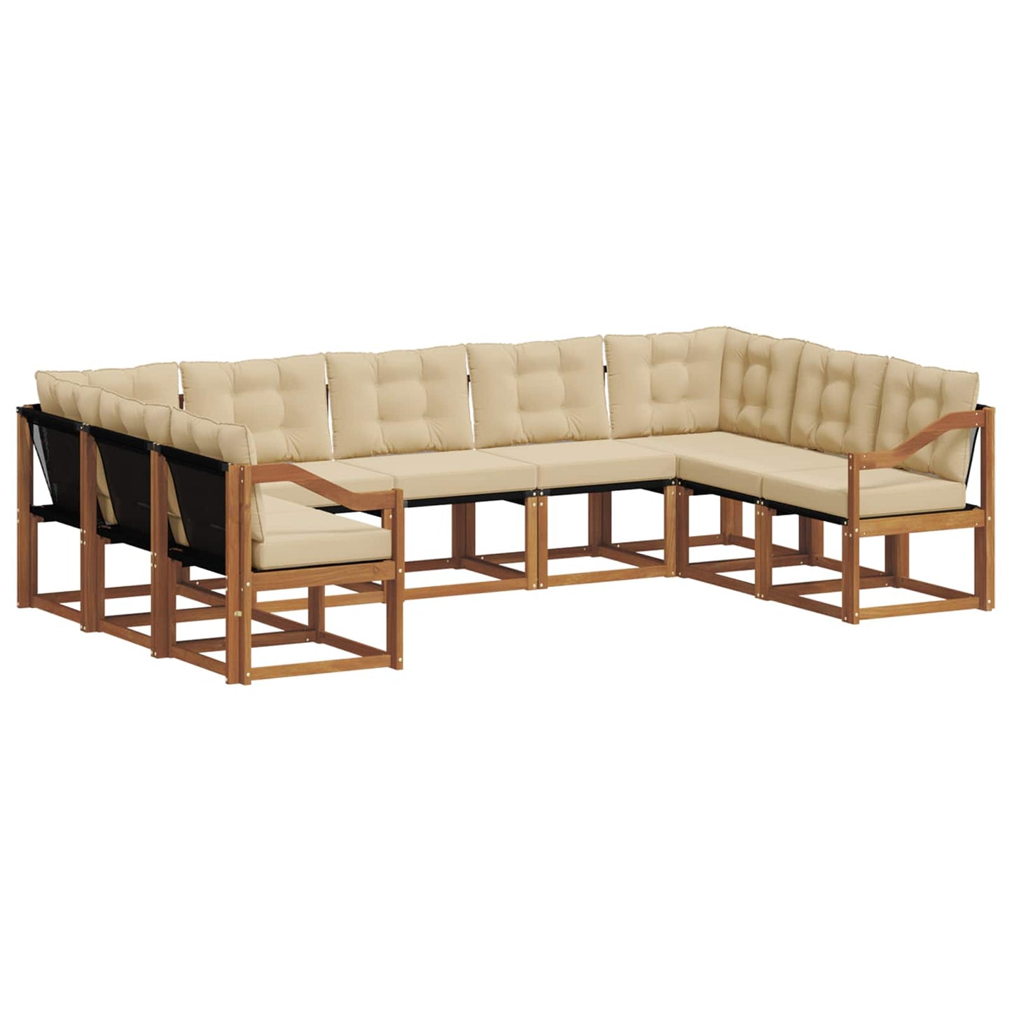 Buiten bankenset met kussen 9 pcs Natuurlijk en Beige is nu te koop bij PeponiXL, paradijselijk wonen!