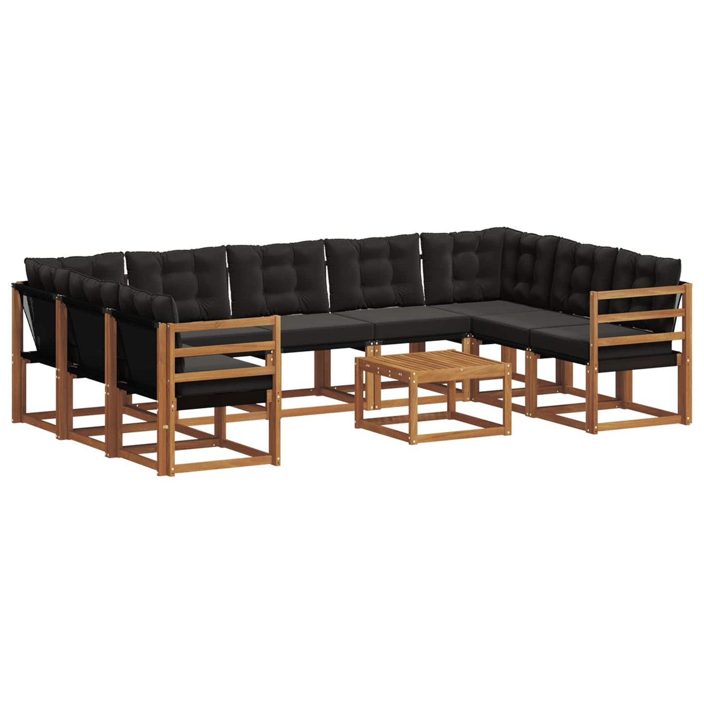 Buiten bankenset met kussen 10 pcs Natuurlijk en Zwart is nu te koop bij PeponiXL, paradijselijk wonen!