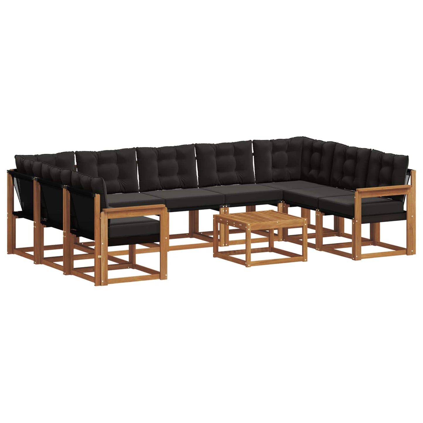 Buiten bankenset met kussen 10 pcs Natuurlijk en Zwart is nu te koop bij PeponiXL, paradijselijk wonen!