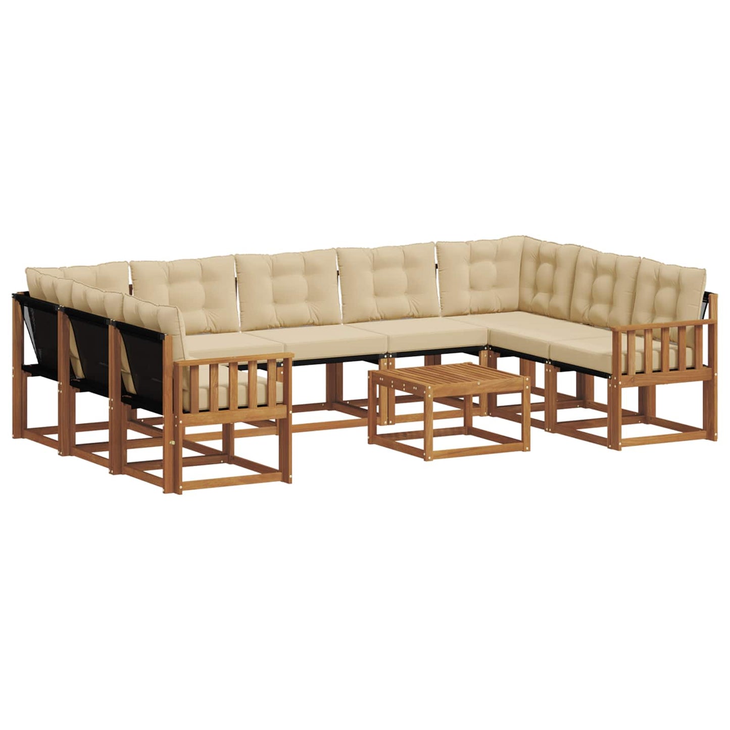 Buiten bankenset met kussen 10 pcs Natuurlijk en Beige is nu te koop bij PeponiXL, paradijselijk wonen!