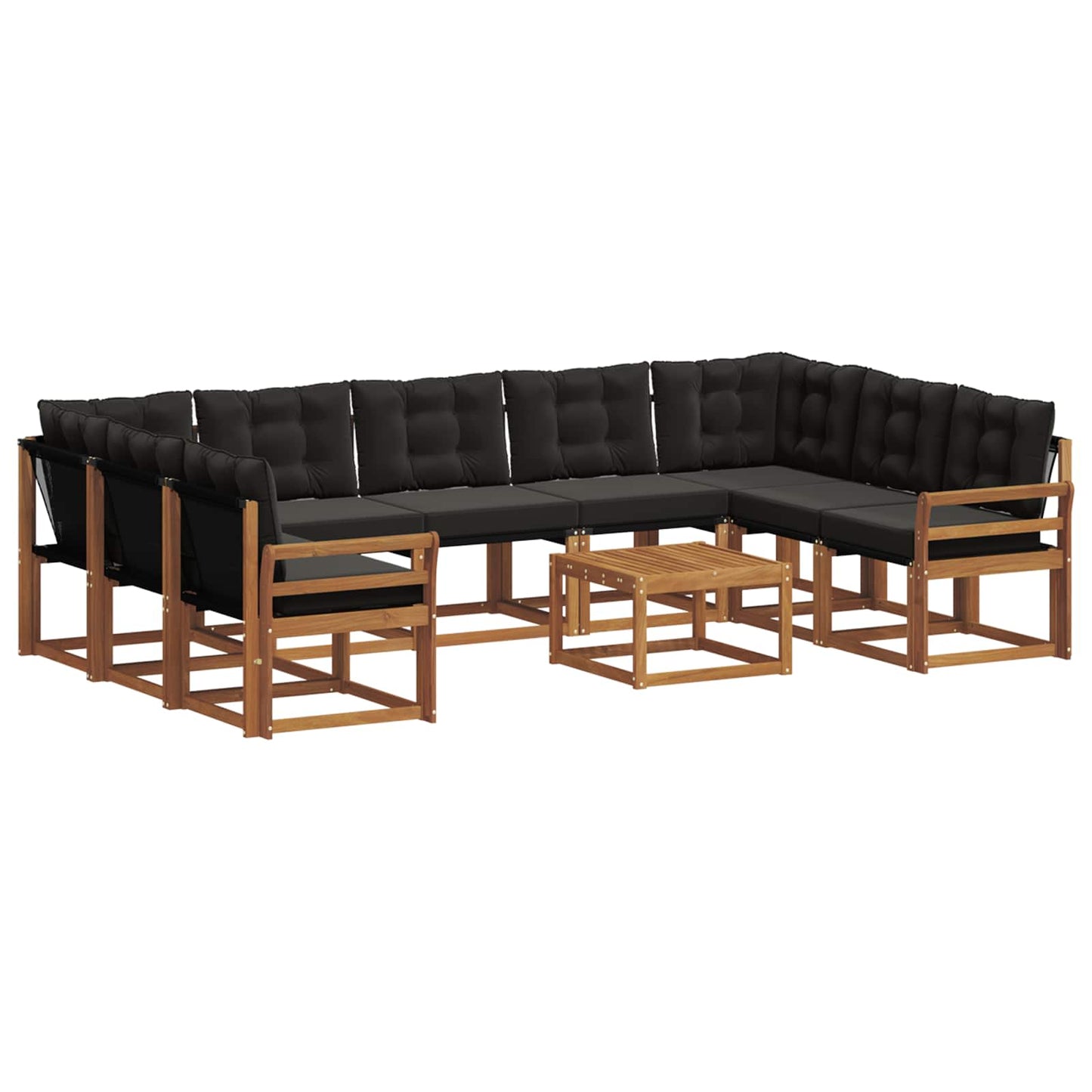 Buiten bankenset met kussen 10 pcs Natuurlijk en Zwart is nu te koop bij PeponiXL, paradijselijk wonen!