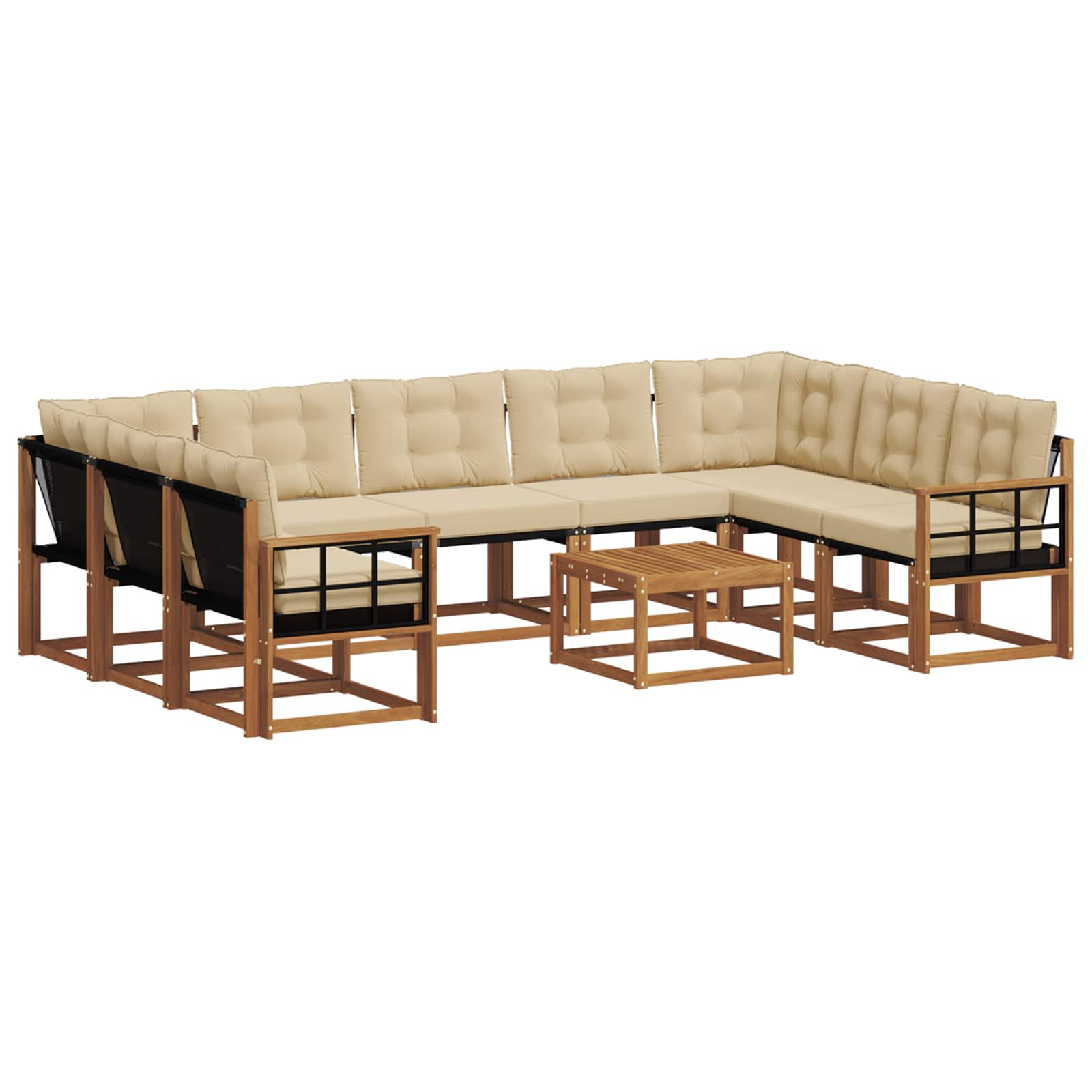Buiten bankenset met kussen 10 pcs Natuurlijk en Beige is nu te koop bij PeponiXL, paradijselijk wonen!