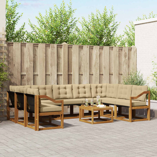 Buiten bankenset met kussen 10 pcs Natuurlijk en Beige is nu te koop bij PeponiXL, paradijselijk wonen!