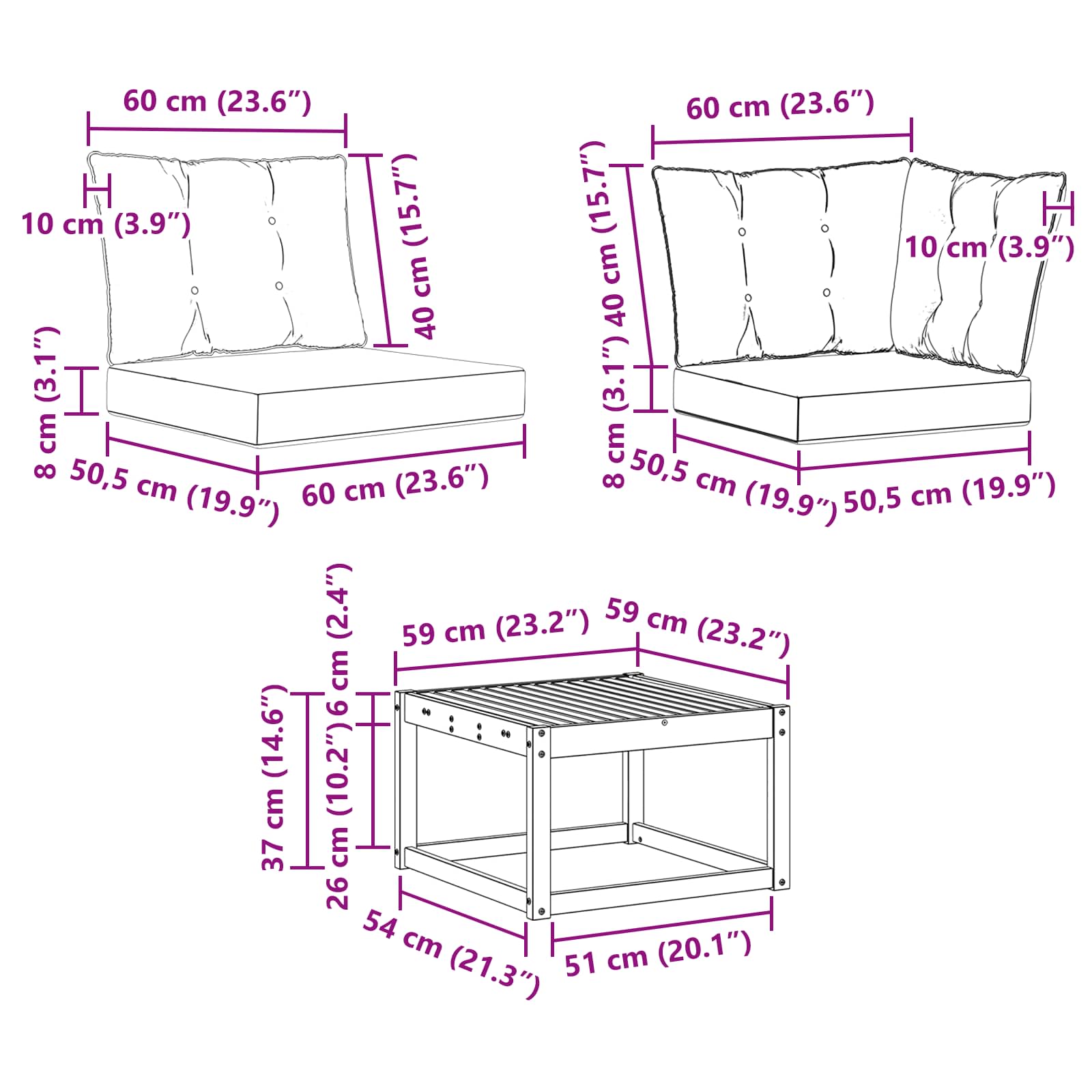 Buiten bankenset met kussen 10 pcs Natuurlijk en Beige is nu te koop bij PeponiXL, paradijselijk wonen!