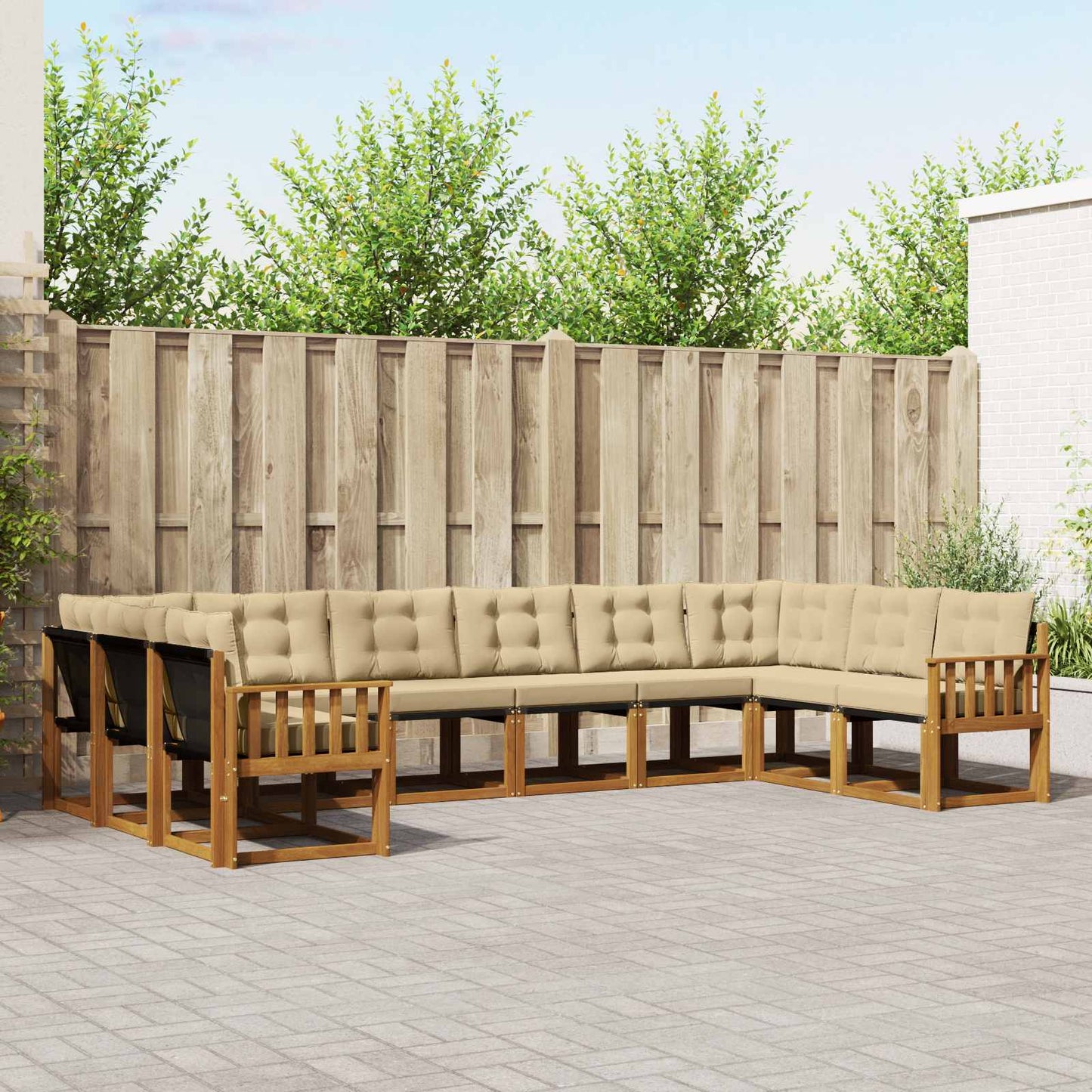 Buiten bankenset met kussen 10 pcs Natuurlijk en Beige is nu te koop bij PeponiXL, paradijselijk wonen!