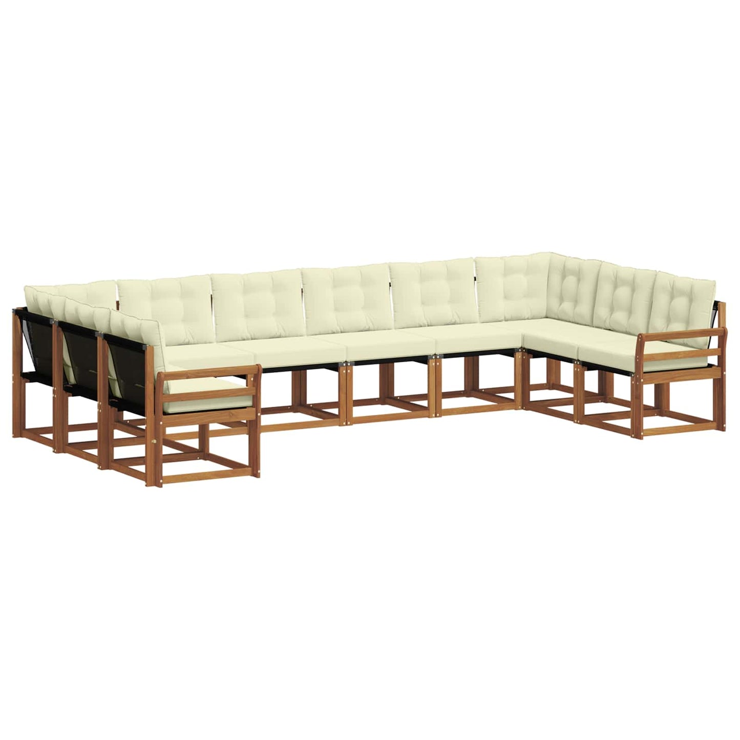 Buiten bankenset met kussen 10 pcs Natuurlijk en Crème is nu te koop bij PeponiXL, paradijselijk wonen!
