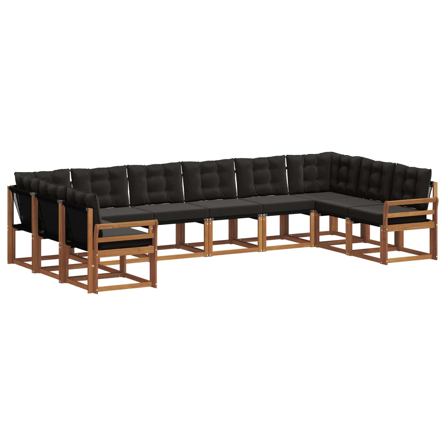 Buiten bankenset met kussen 10 pcs Natuurlijk en Zwart is nu te koop bij PeponiXL, paradijselijk wonen!