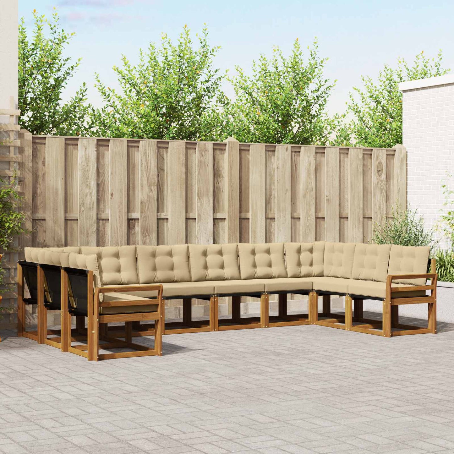 Buiten bankenset met kussen 10 pcs Natuurlijk en Beige is nu te koop bij PeponiXL, paradijselijk wonen!