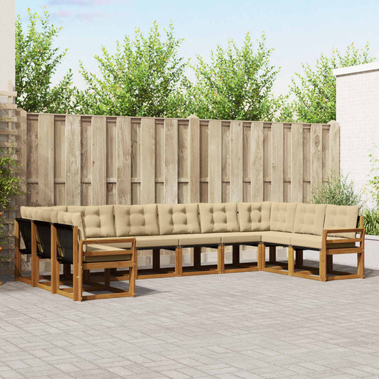 Buiten bankenset met kussen 10 pcs Natuurlijk en Beige is nu te koop bij PeponiXL, paradijselijk wonen!