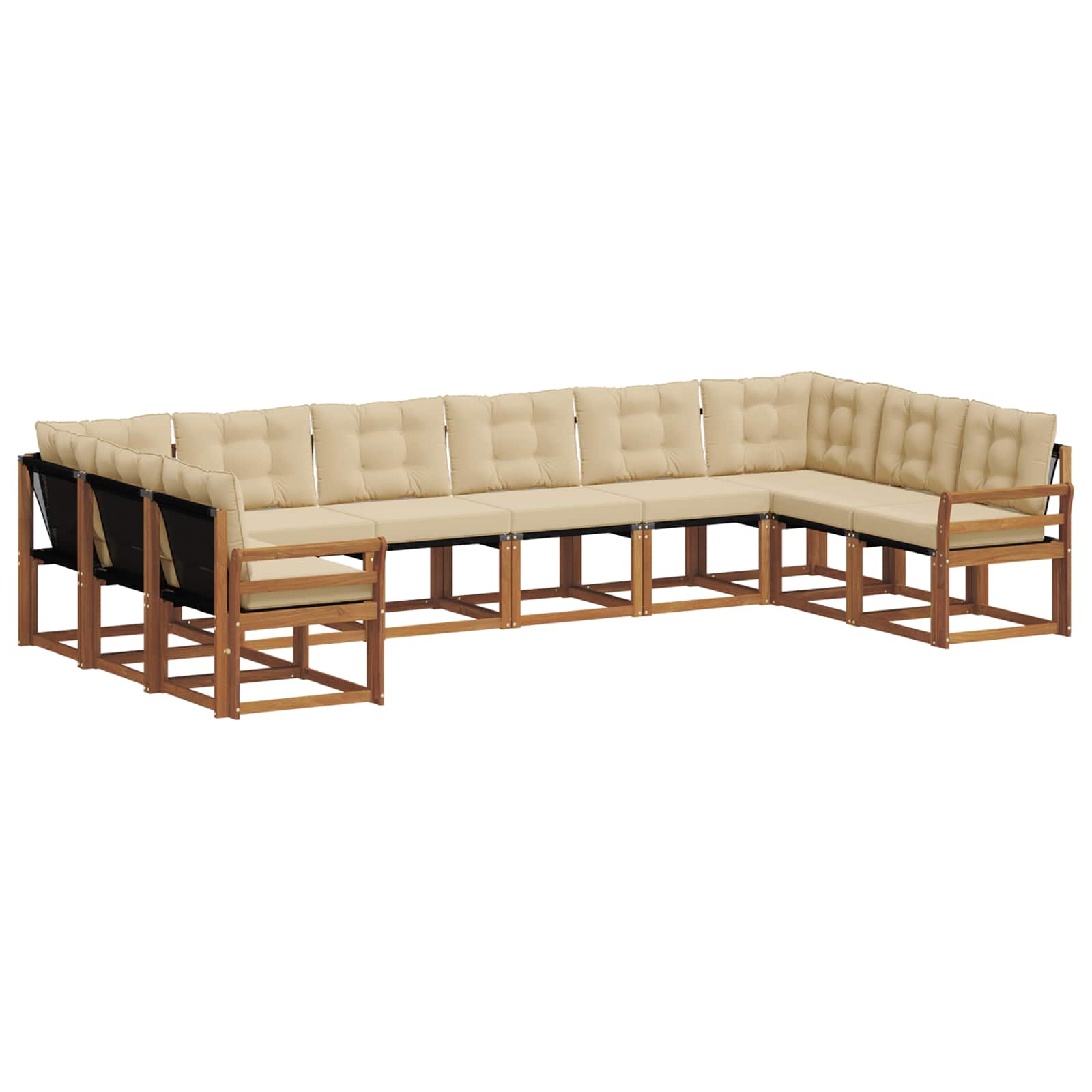 Buiten bankenset met kussen 10 pcs Natuurlijk en Beige is nu te koop bij PeponiXL, paradijselijk wonen!