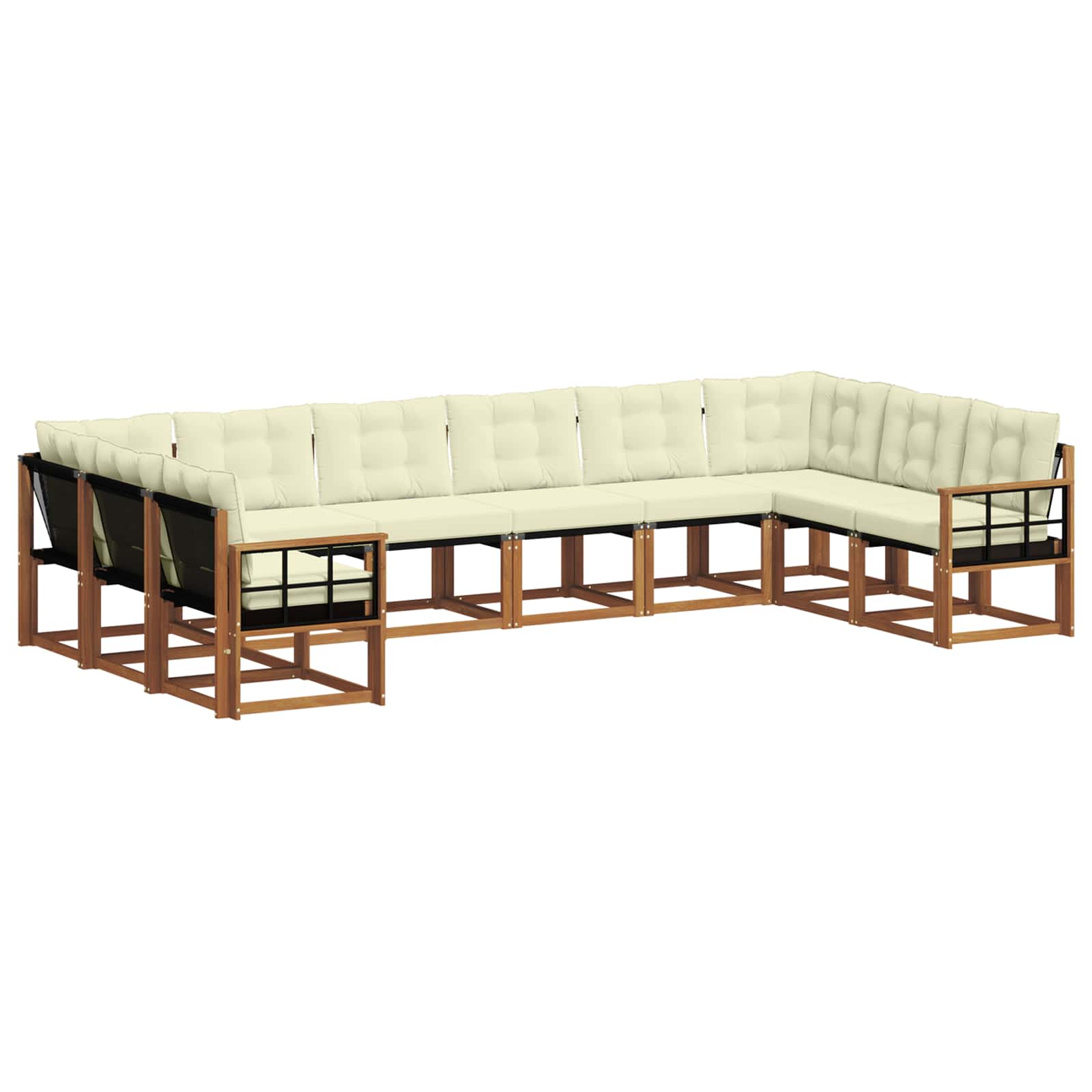 Buiten bankenset met kussen 10 pcs Natuurlijk en Crème is nu te koop bij PeponiXL, paradijselijk wonen!