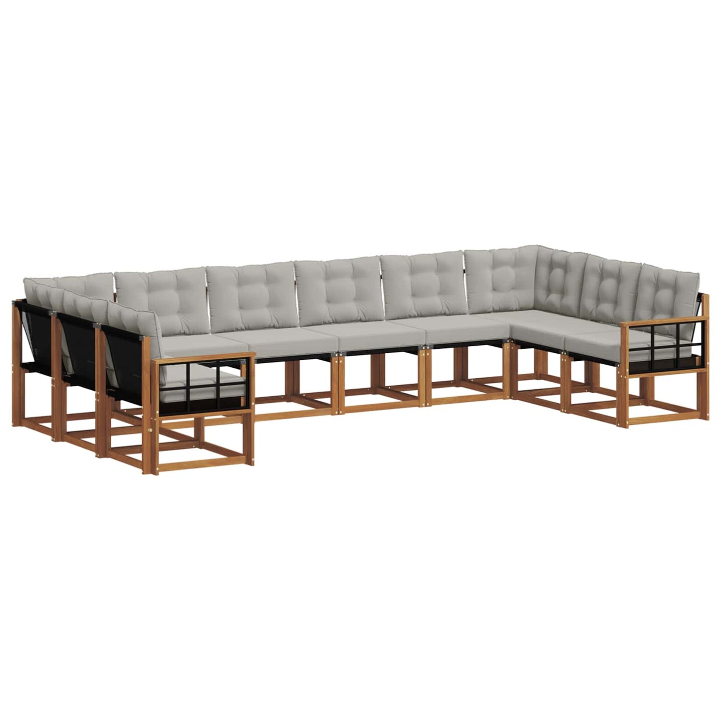 Buiten bankenset met kussen 10 pcs Natuurlijk en Lichtgrijs is nu te koop bij PeponiXL, paradijselijk wonen!