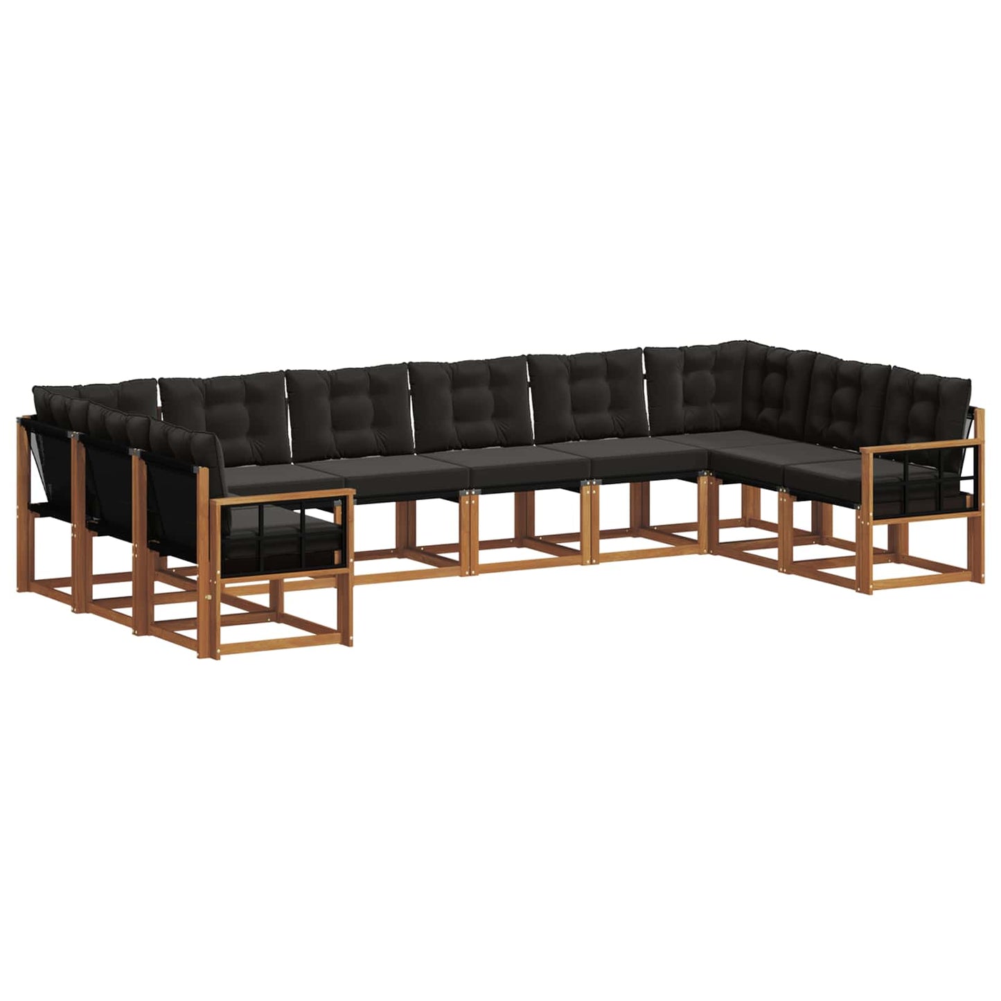 Buiten bankenset met kussen 10 pcs Natuurlijk en Zwart is nu te koop bij PeponiXL, paradijselijk wonen!
