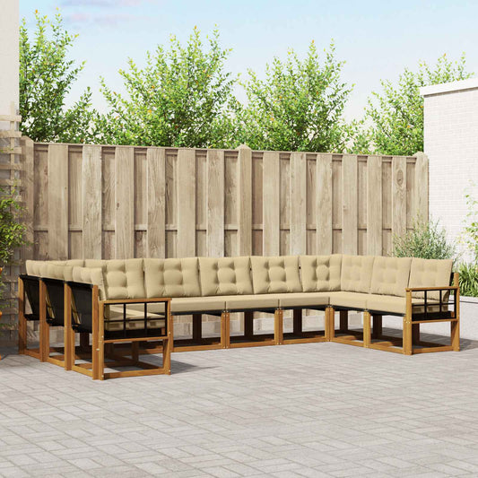 Buiten bankenset met kussen 10 pcs Natuurlijk en Beige is nu te koop bij PeponiXL, paradijselijk wonen!
