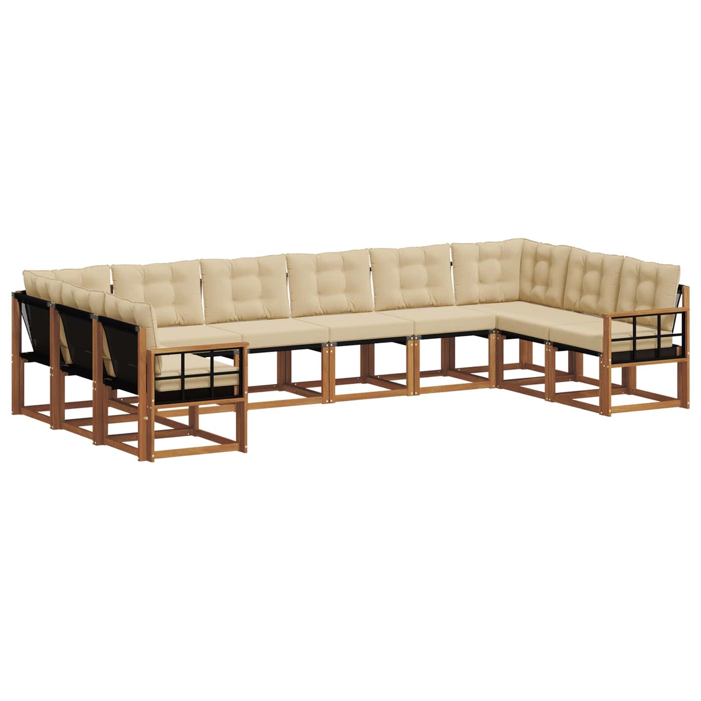 Buiten bankenset met kussen 10 pcs Natuurlijk en Beige is nu te koop bij PeponiXL, paradijselijk wonen!