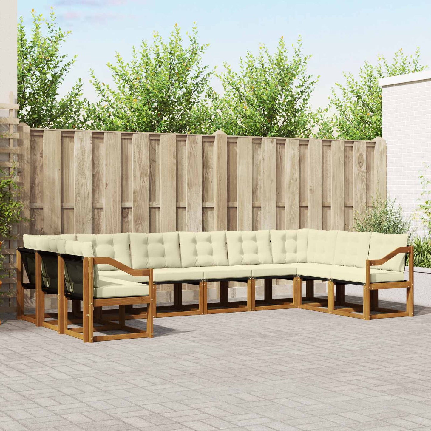 Buiten bankenset met kussen 10 pcs Natuurlijk en Crème is nu te koop bij PeponiXL, paradijselijk wonen!