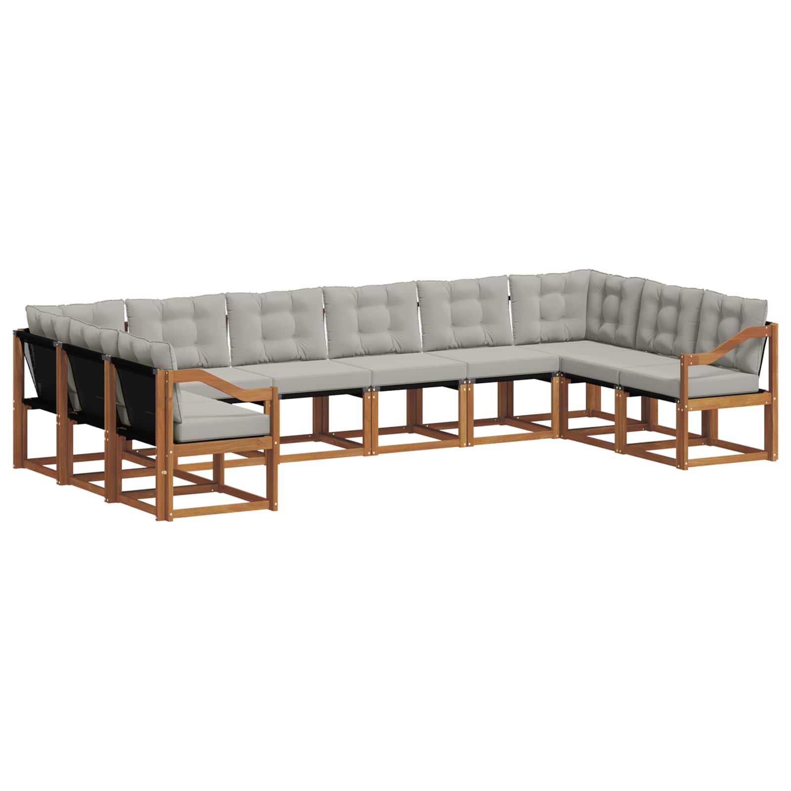 Buiten bankenset met kussen 10 pcs Natuurlijk en Lichtgrijs is nu te koop bij PeponiXL, paradijselijk wonen!