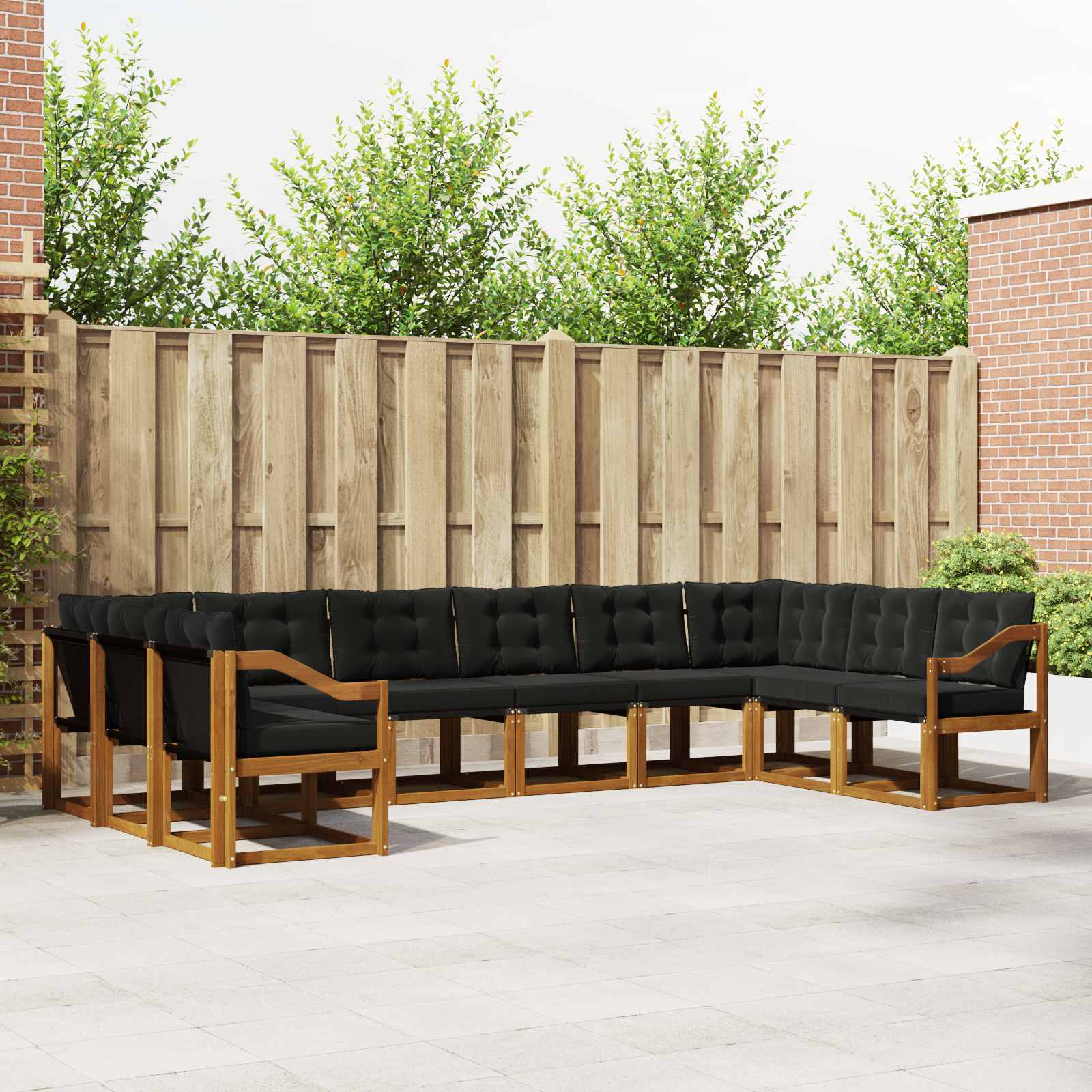 Buiten bankenset met kussen 10 pcs Natuurlijk en Zwart is nu te koop bij PeponiXL, paradijselijk wonen!