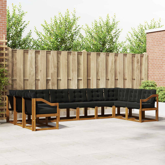 Buiten bankenset met kussen 10 pcs Natuurlijk en Zwart is nu te koop bij PeponiXL, paradijselijk wonen!