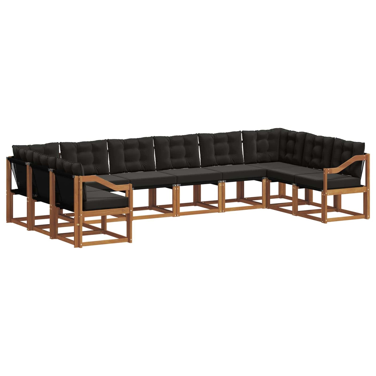 Buiten bankenset met kussen 10 pcs Natuurlijk en Zwart is nu te koop bij PeponiXL, paradijselijk wonen!