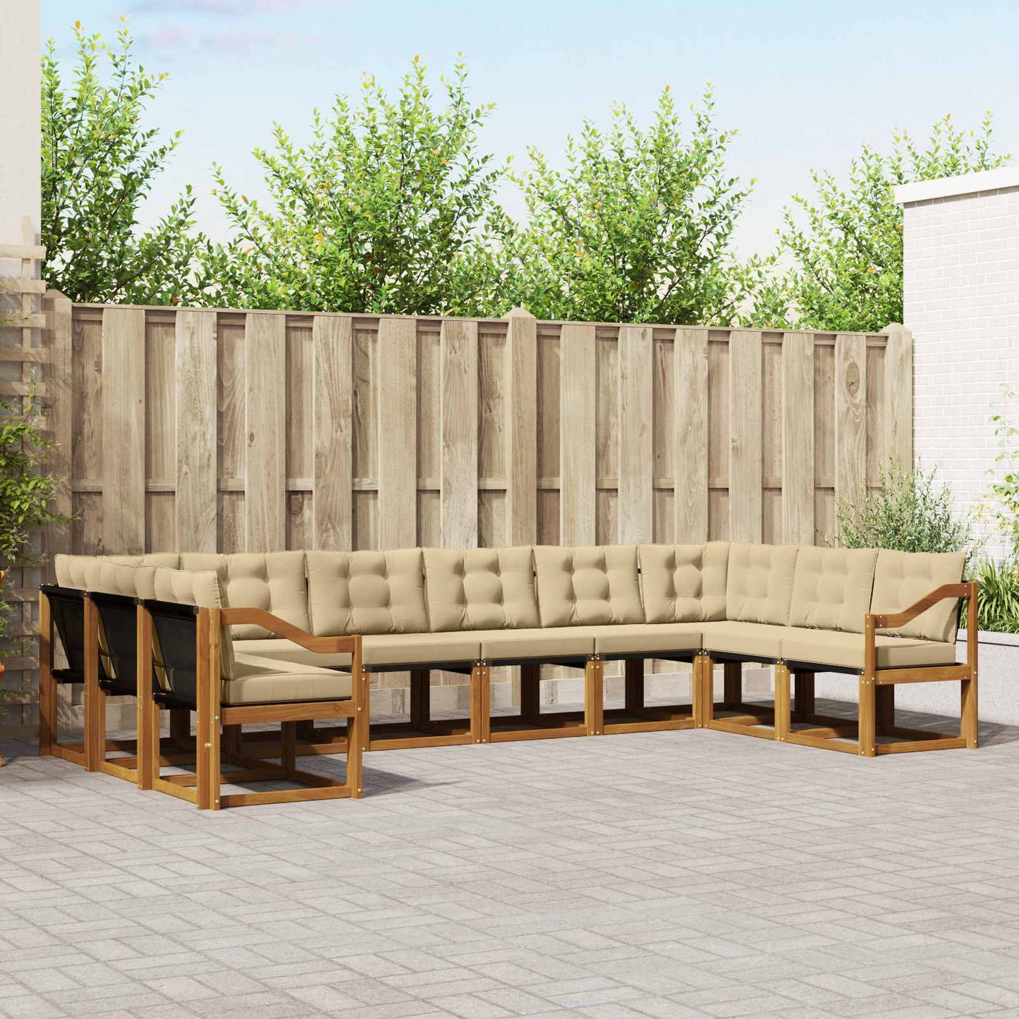 Buiten bankenset met kussen 10 pcs Natuurlijk en Beige is nu te koop bij PeponiXL, paradijselijk wonen!
