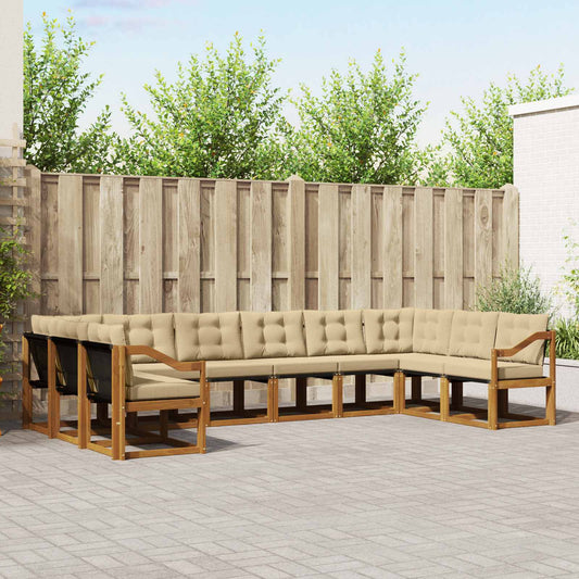Buiten bankenset met kussen 10 pcs Natuurlijk en Beige is nu te koop bij PeponiXL, paradijselijk wonen!