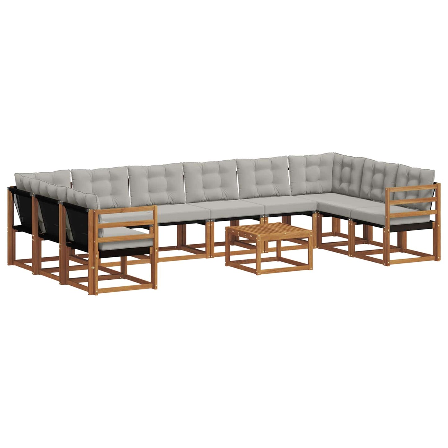Buiten bankenset met kussen 11 pcs Natuurlijk en Lichtgrijs is nu te koop bij PeponiXL, paradijselijk wonen!